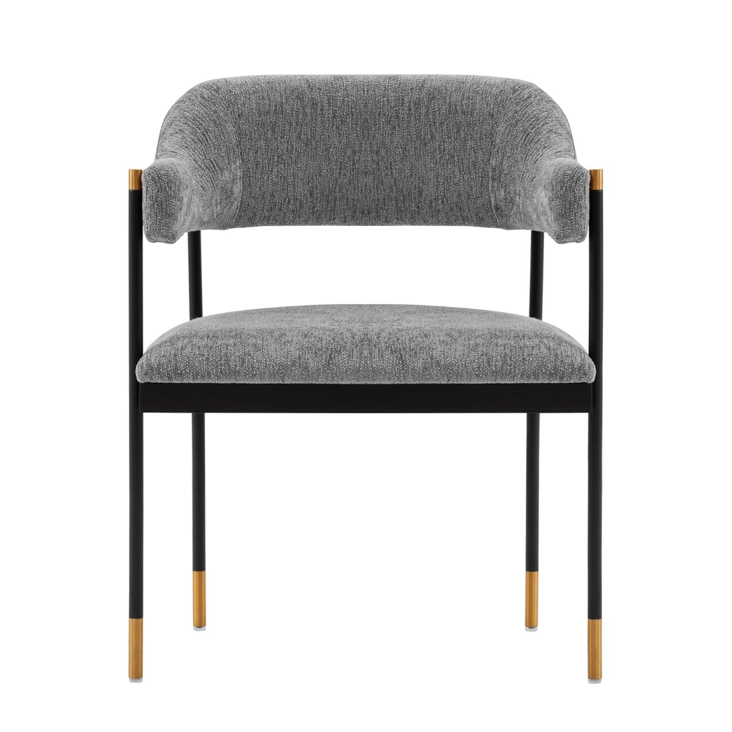 Lia Modern Boucle Upholstered Dining Armchair Gray - Manhattan Comfort: Brushed Gold Accents, No Assembly Required