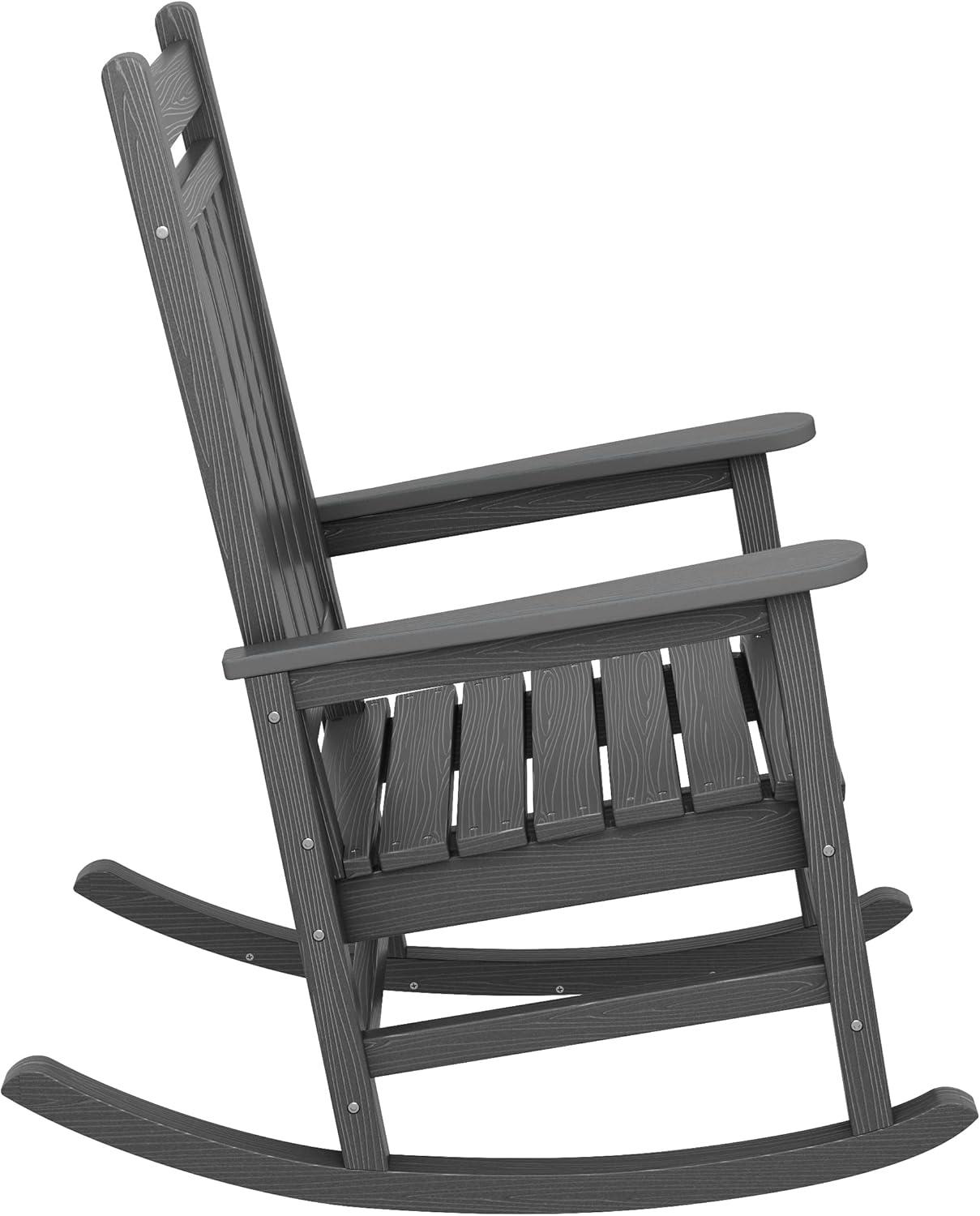 Grey Polyethylene Outdoor Rocking Chair with Arms