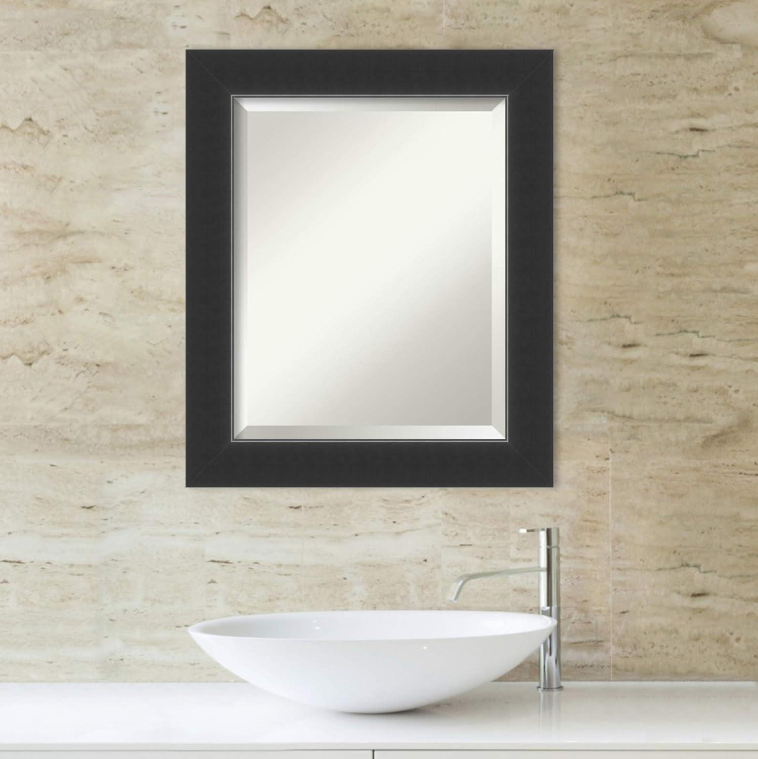 Corvino Satin Black 21x25 Rectangular Wood Bathroom Vanity Mirror