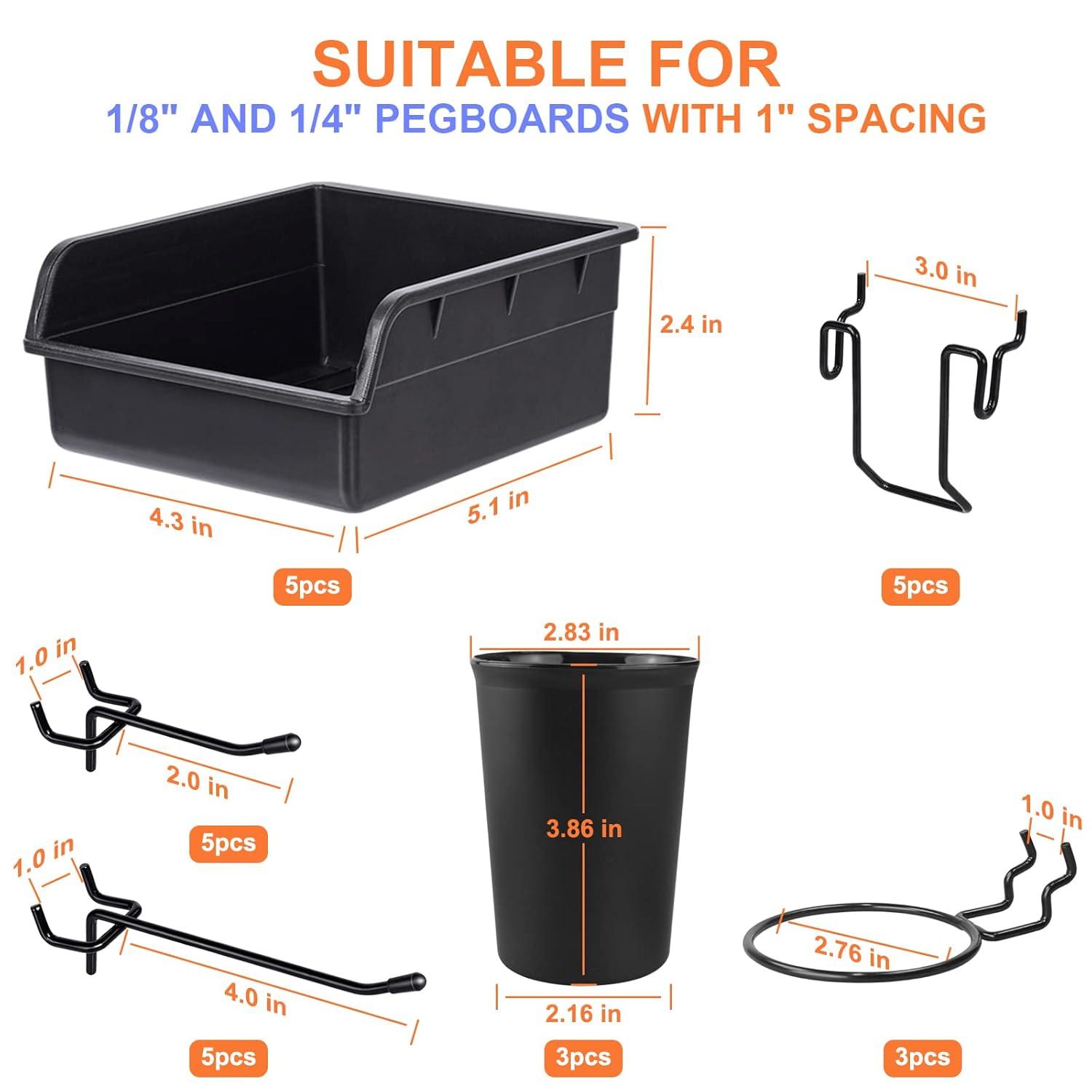 G.Core 12-Pack Pegboard Bins & Cups with Hooks, Plastic Peg Board Accessories for Organizing Tools