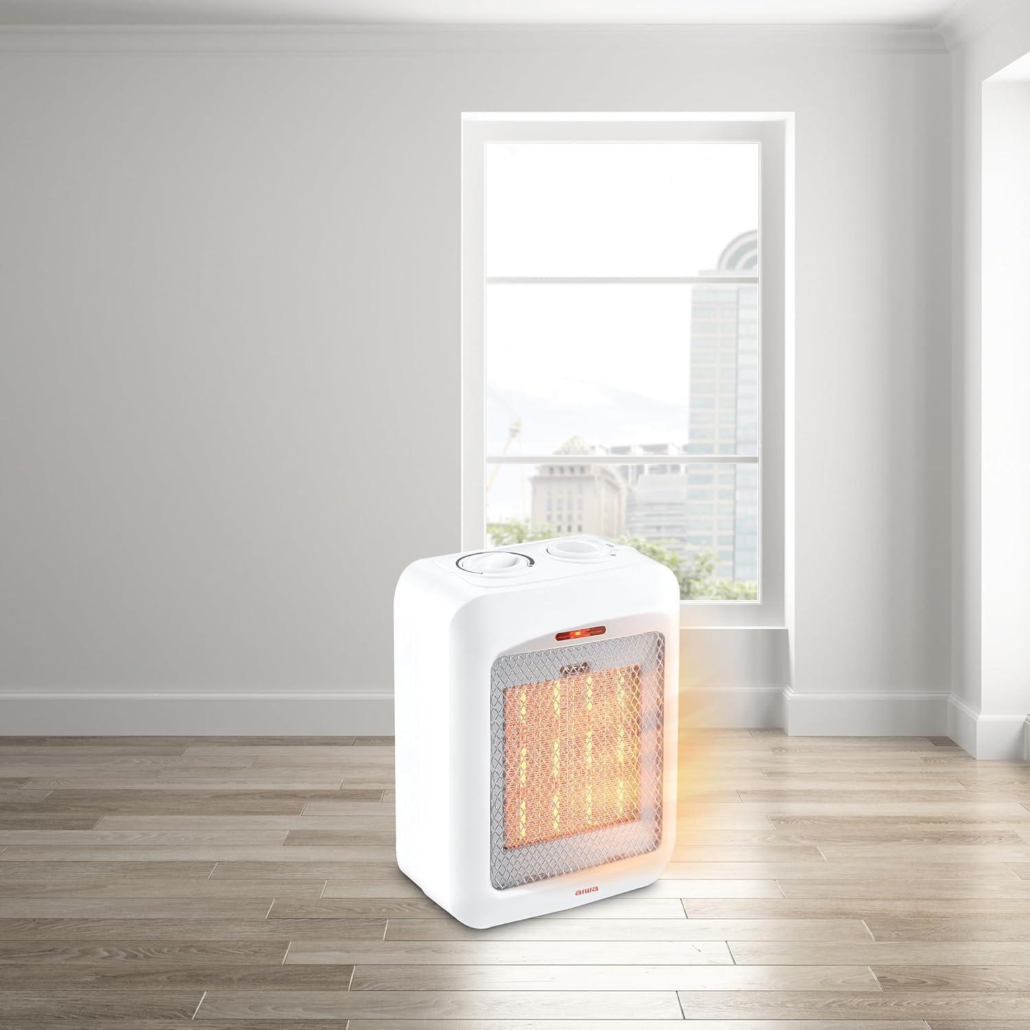Aiwa 1500W Small Ceramic Room Heater, Overheat Protection, Tip over Auto Shutoff - Black