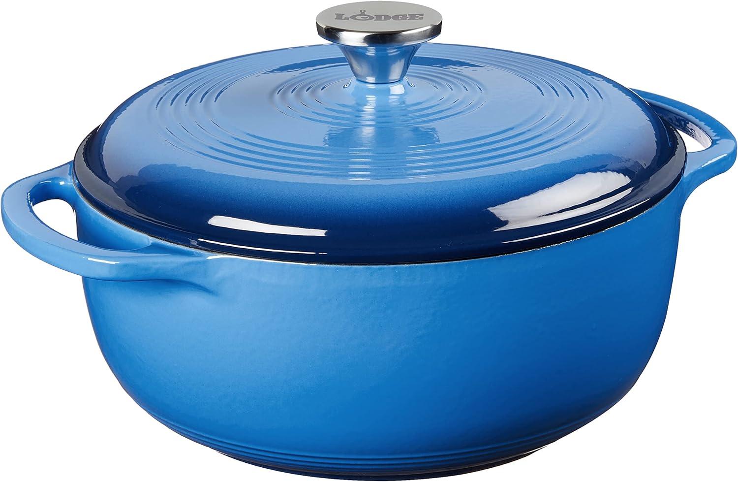 Lodge Cast Iron 4.5 Quart Enameled Dutch Oven, Blue