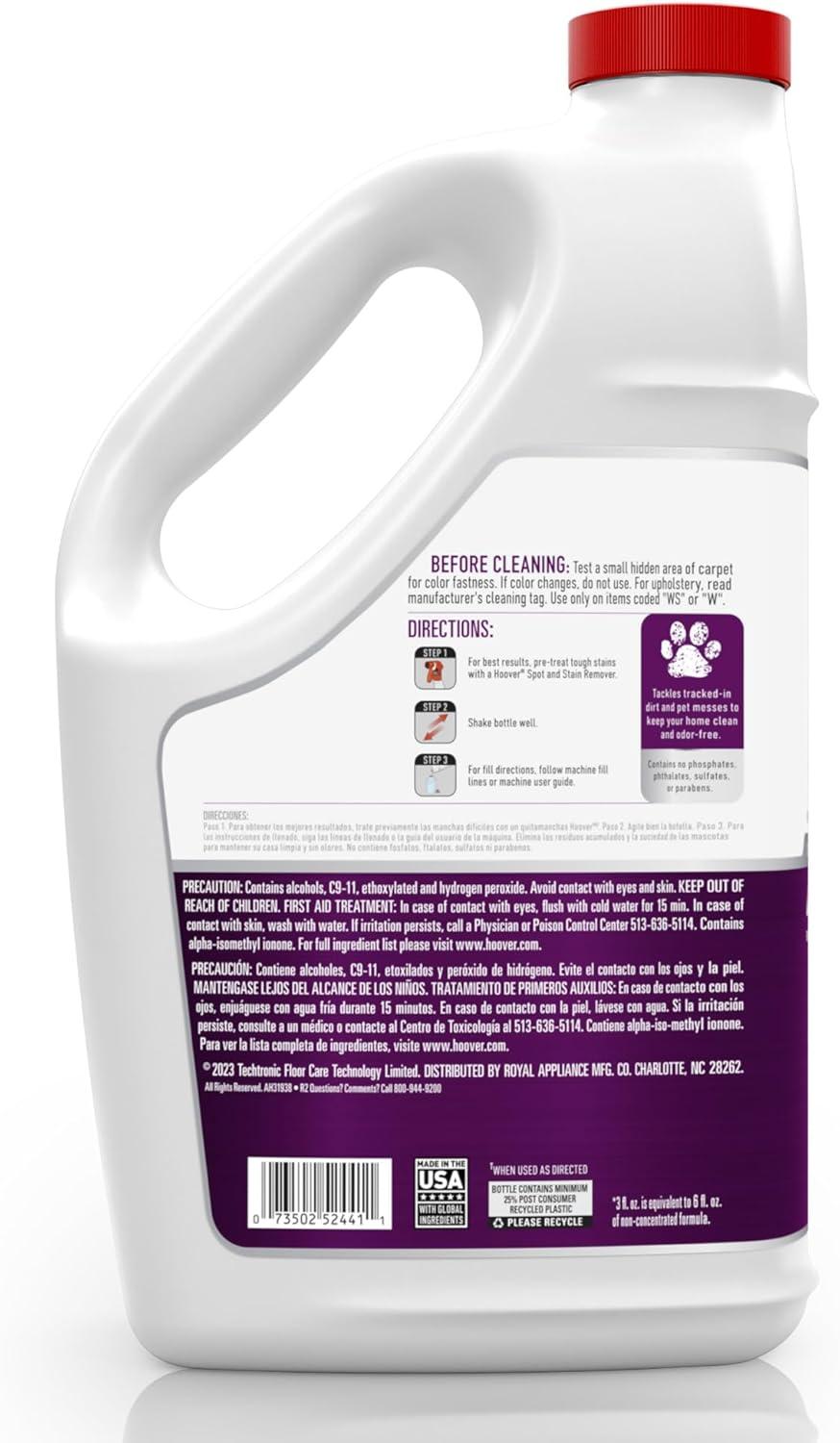 Hoover Hoover Oxy Pet Urine & Stain Eliminator Carpet Cleaning Shampoo, Concentrated Machine Cleaner Solution, 116 Fl Oz Formula, White, Ah31938