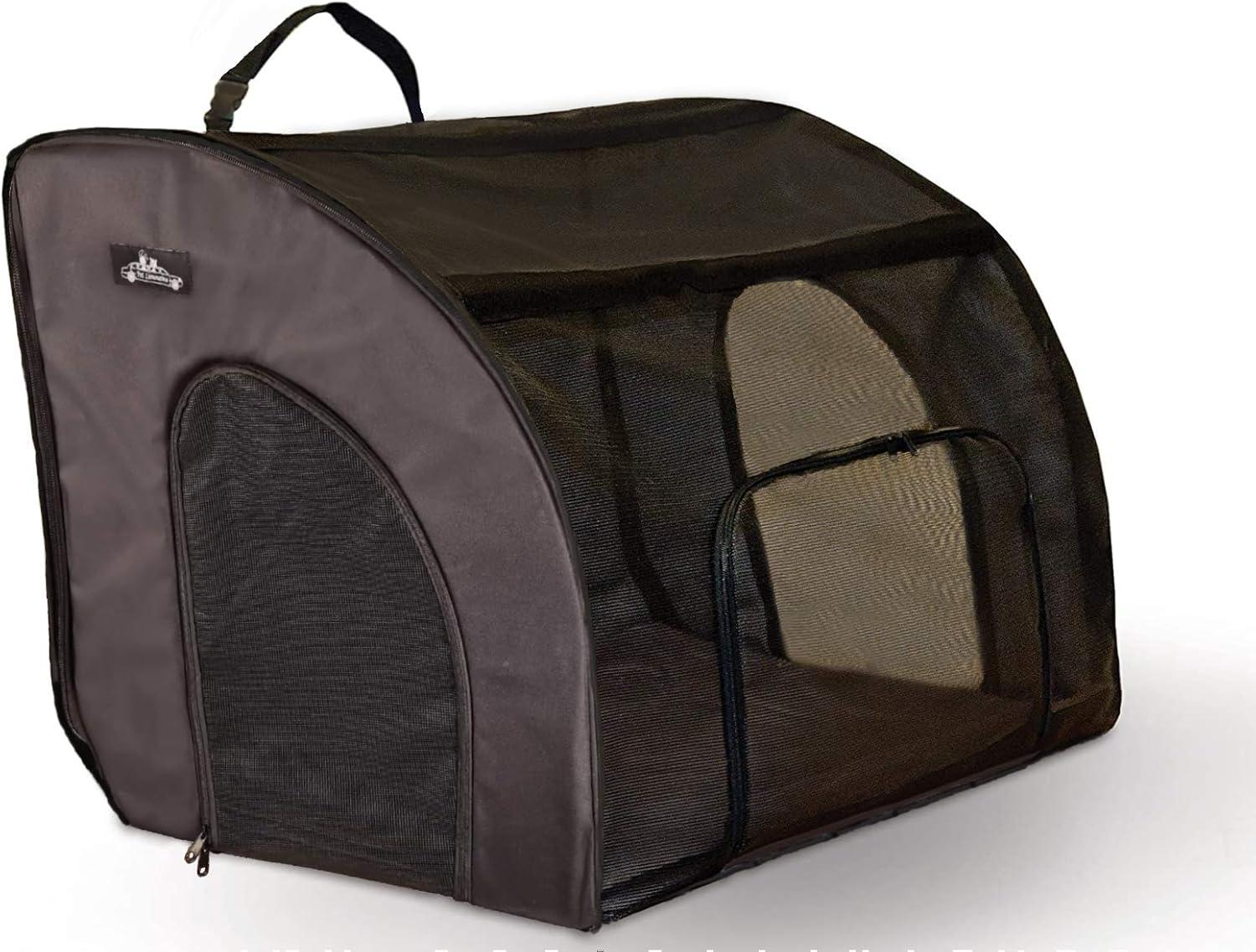 Large Black Soft-Sided Pet Travel Crate with Storage Bag