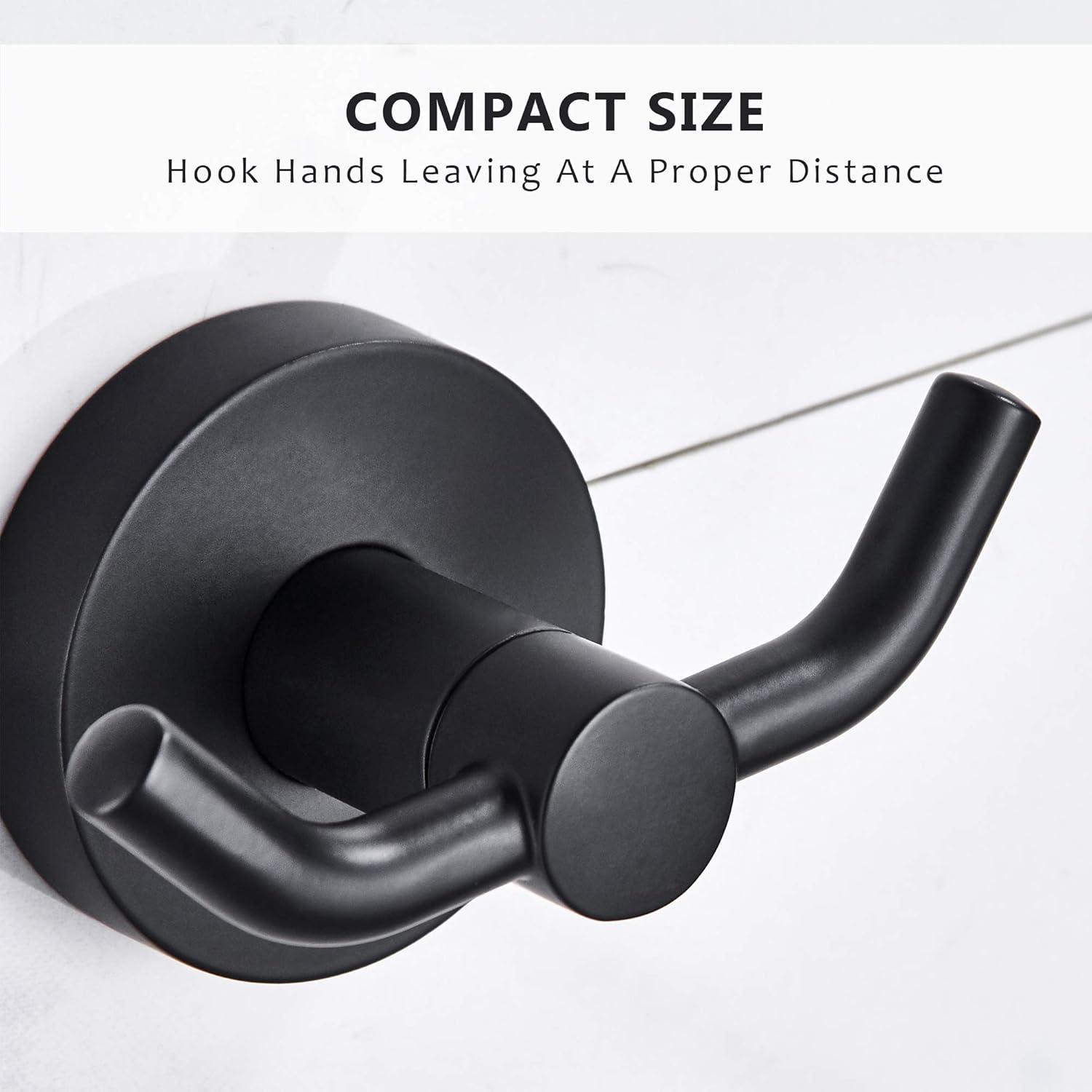 Black Bathroom Hooks for Towels | Modern Black Hooks, Double Robe & Towel Hooks Ideal as Bathroom Towel Holder, Shower Wall Hook, Kitchen Hand Towel Holder - Bathroom Hook - Shower Hook