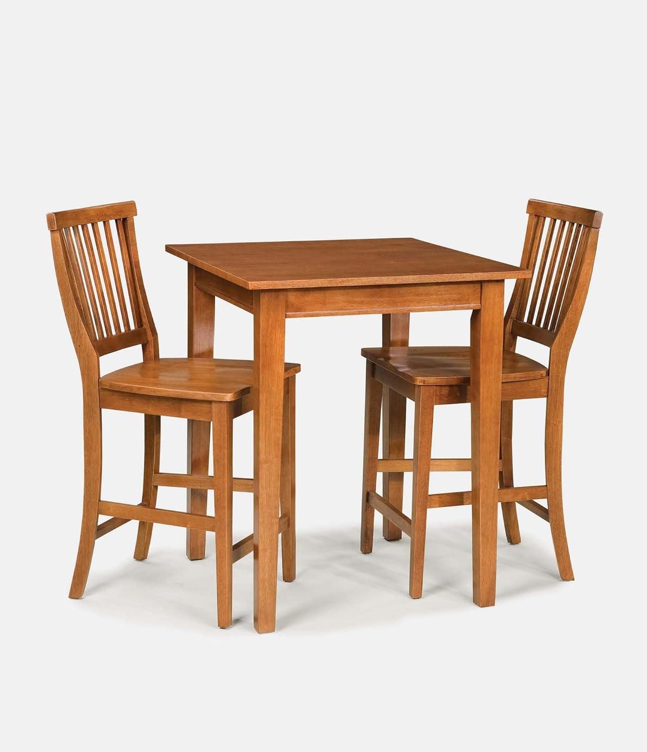 Cottage Oak 3-Piece Hardwood Bistro Set with Stools