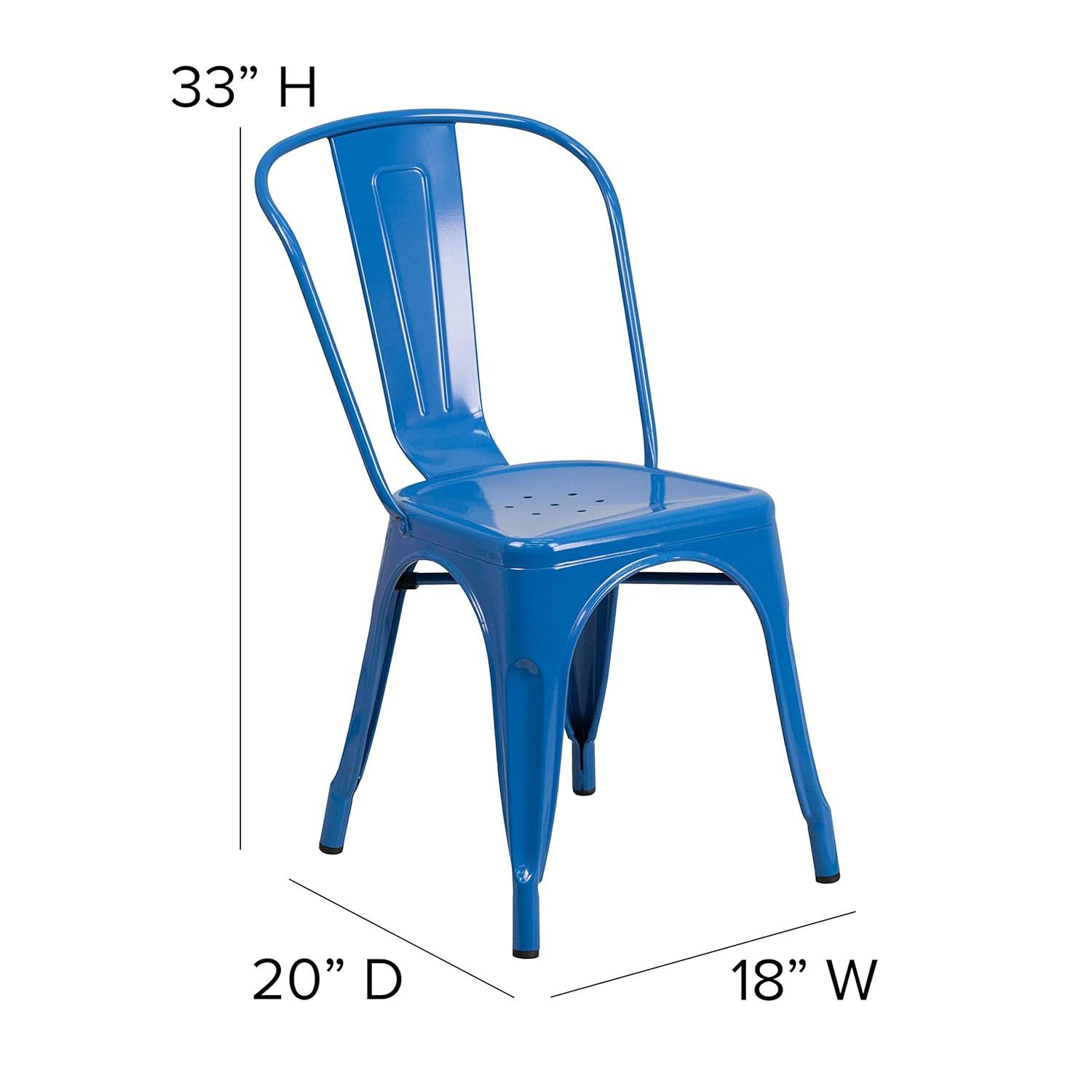 Flash Furniture Commercial Grade 31.5" Square Yellow Metal Indoor-Outdoor Table Set with 4 Stack Chairs