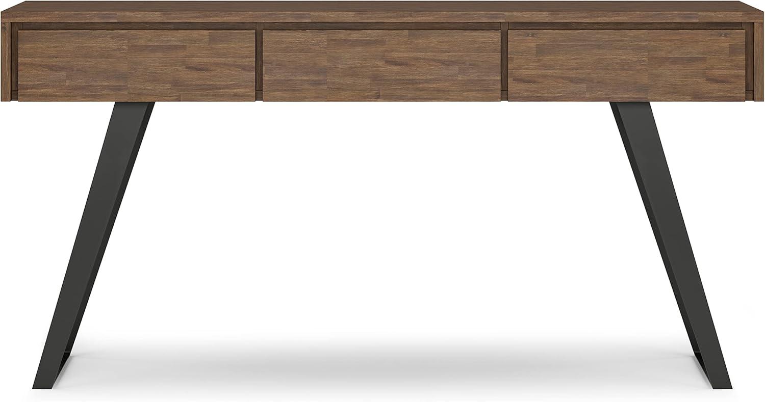 Rustic Natural Aged Brown Acacia & Metal Industrial Console with Storage