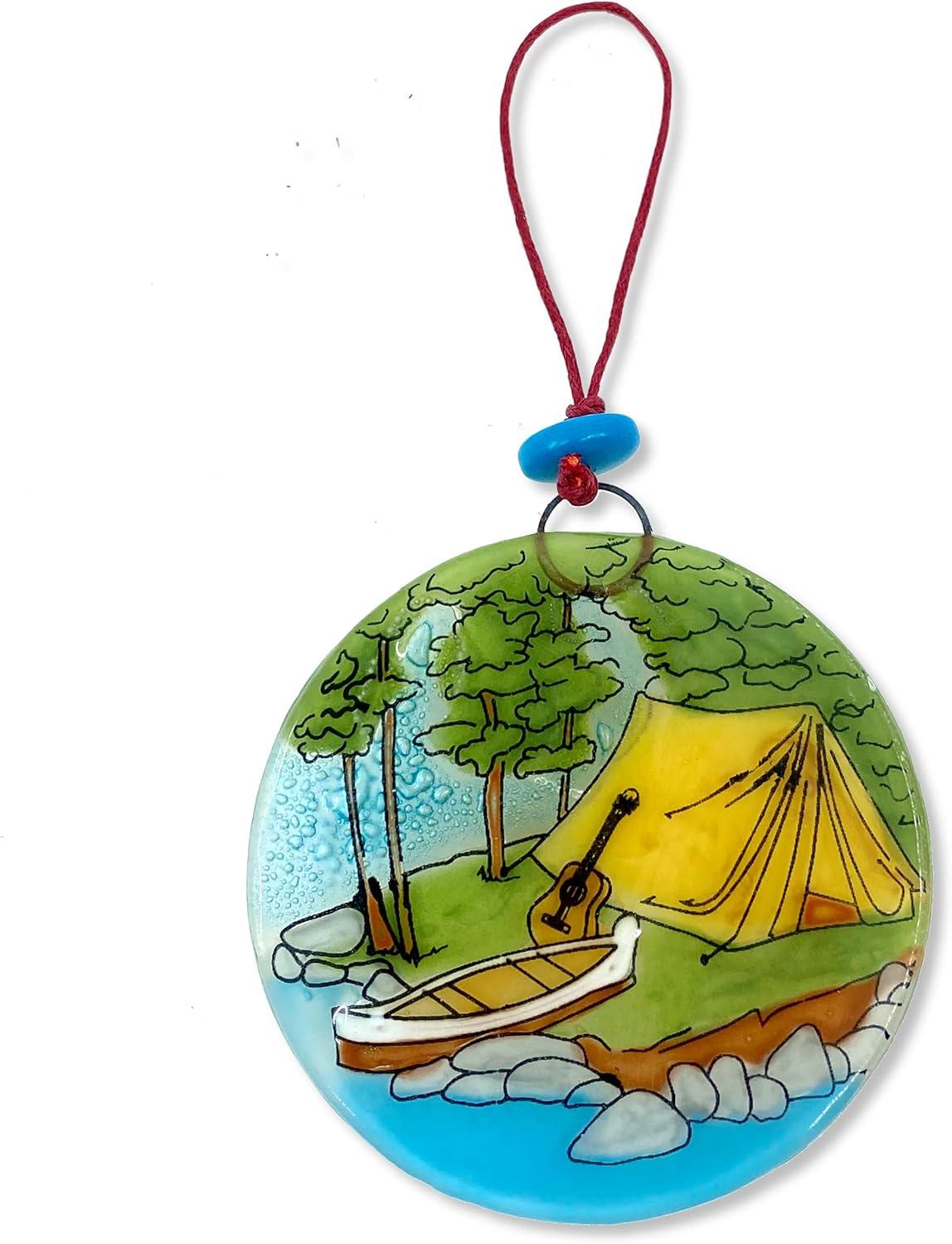 Ruth's Ethical Goods Camping Tent Christmas Tree Ornament - Art Glass Light Catcher