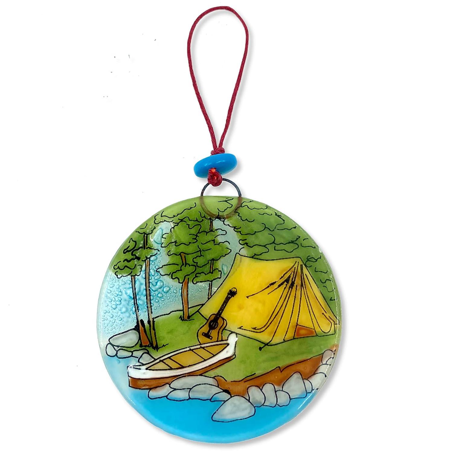 Ruth's Ethical Goods Camping Tent Christmas Tree Ornament - Art Glass Light Catcher