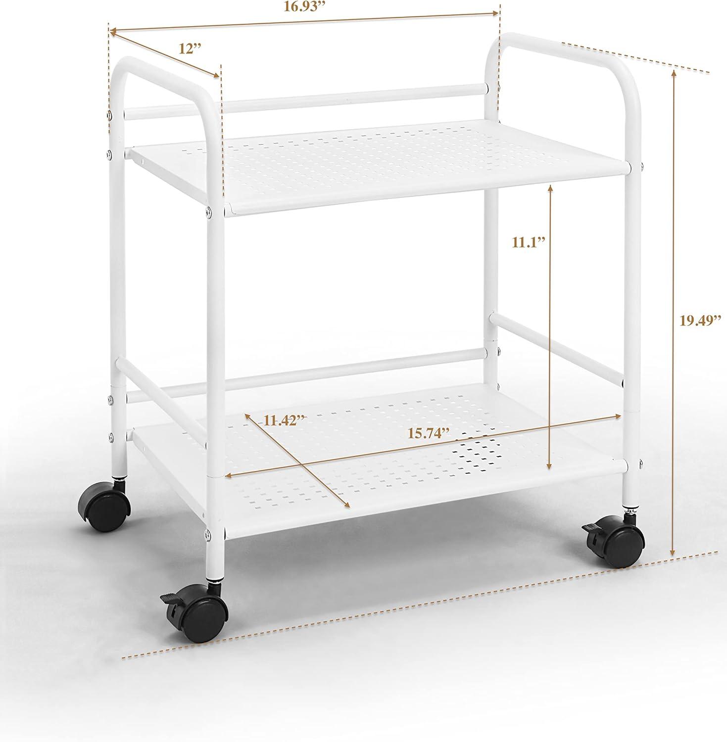 SunnyPoint Minimalist Style Utility Rolling Shelf Cart (WHT)