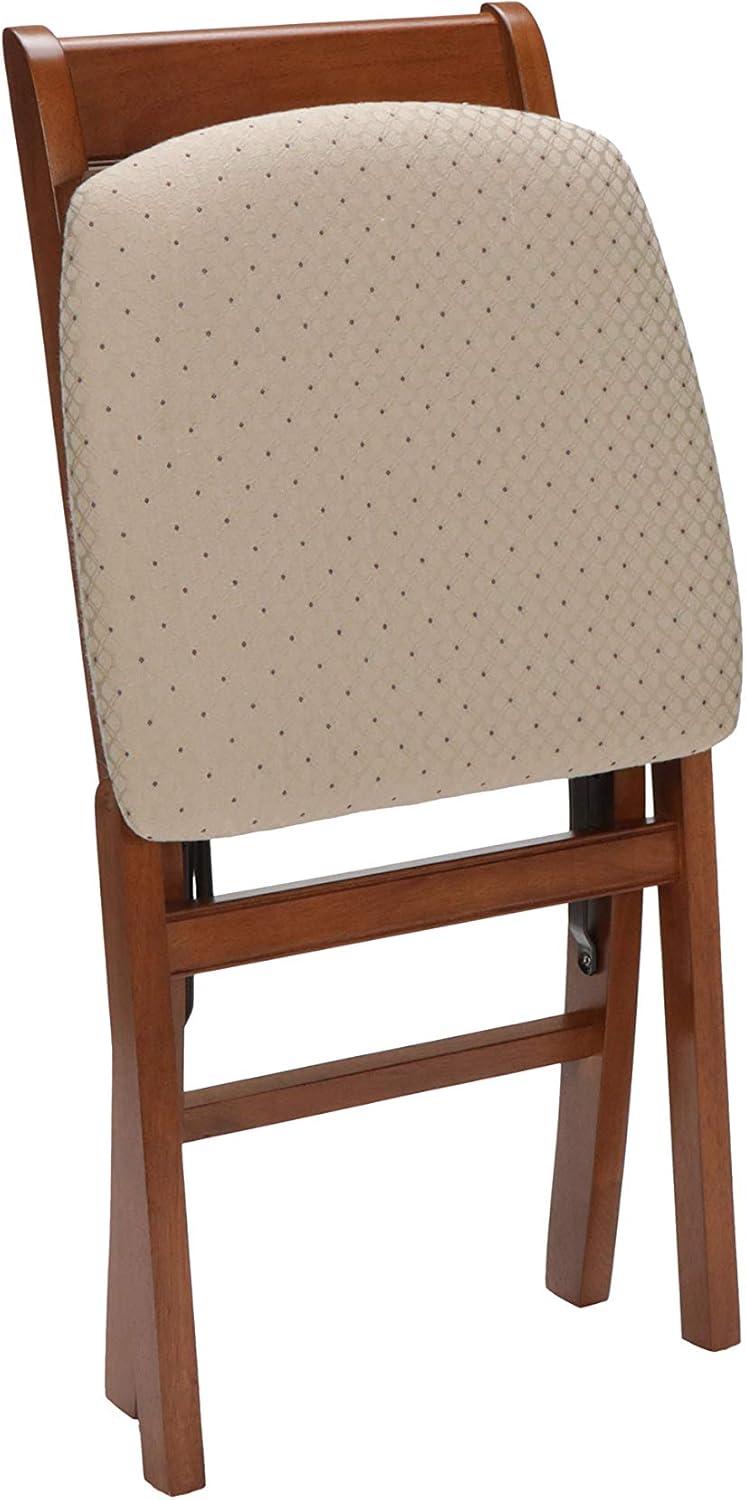 Set of 2 Stakmore Folding Chair with Blush Seat - Brown: Upholstered, No Assembly, Hardwood Frame