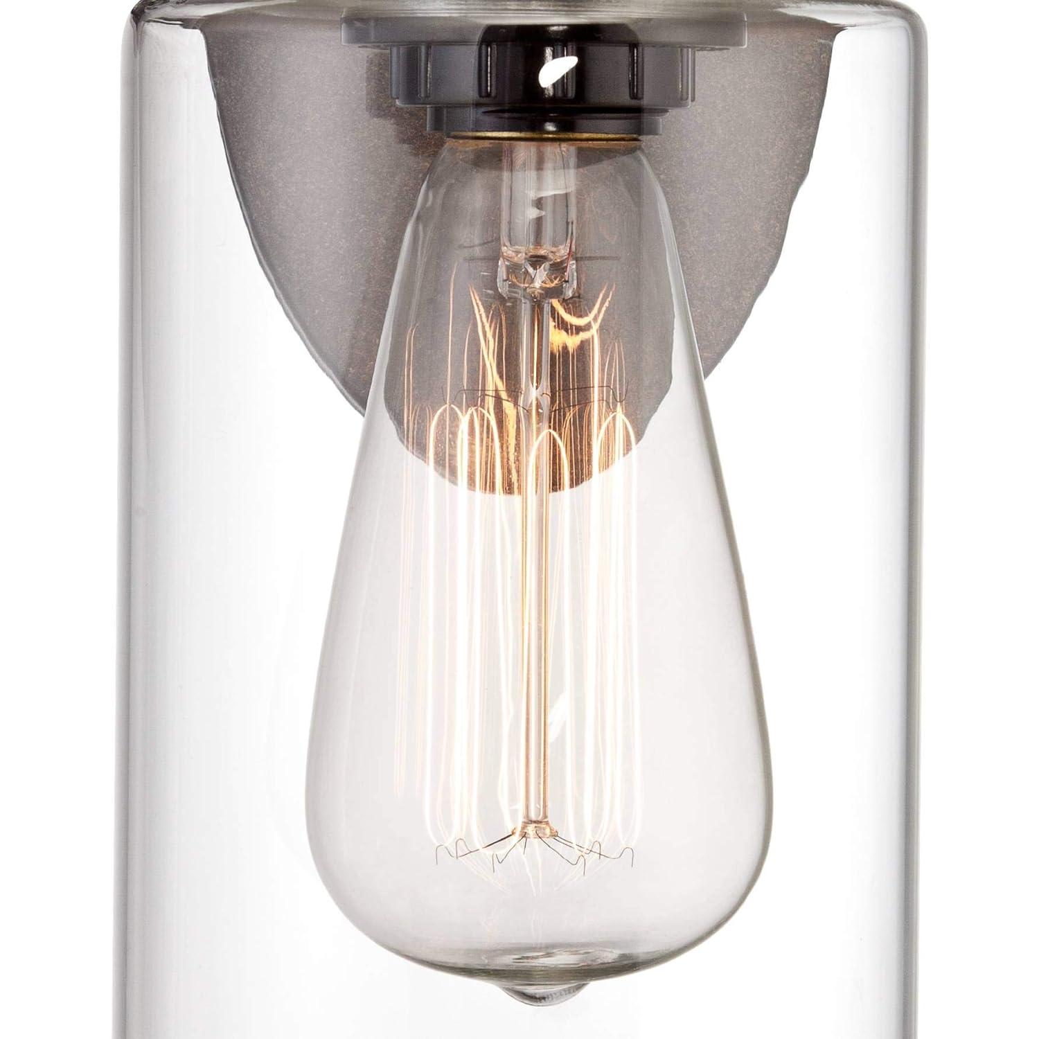 Franklin Iron Works Cloverly Industrial Rustic Wall Light Sconce Bronze 4 1/2" Fixture LED Clear Glass for Bedroom Bathroom Vanity Reading Living Room