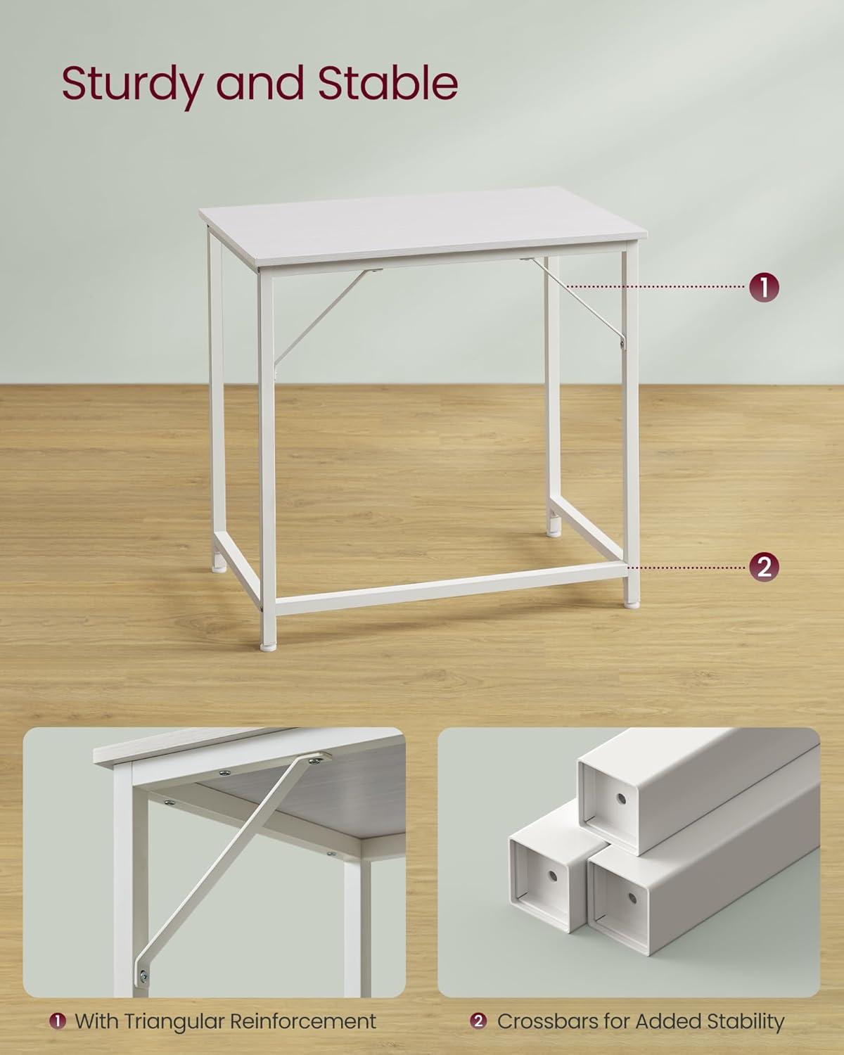 VASAGLE Computer Desk, Office Work Desk, 31.5 x 19.7 x 29.9 Inches, for Study, Bedroom, Home Office, Living Room, Maple White and Cloud White ULWD038W44