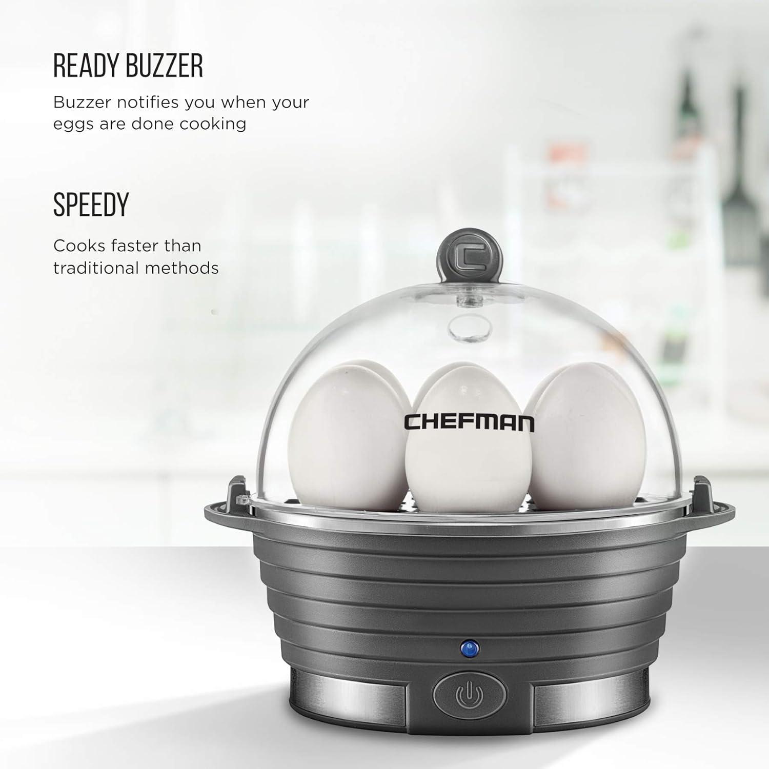 Chefman Electric Egg Cocedor/caldera, Egg-Maker Rápido, Grey