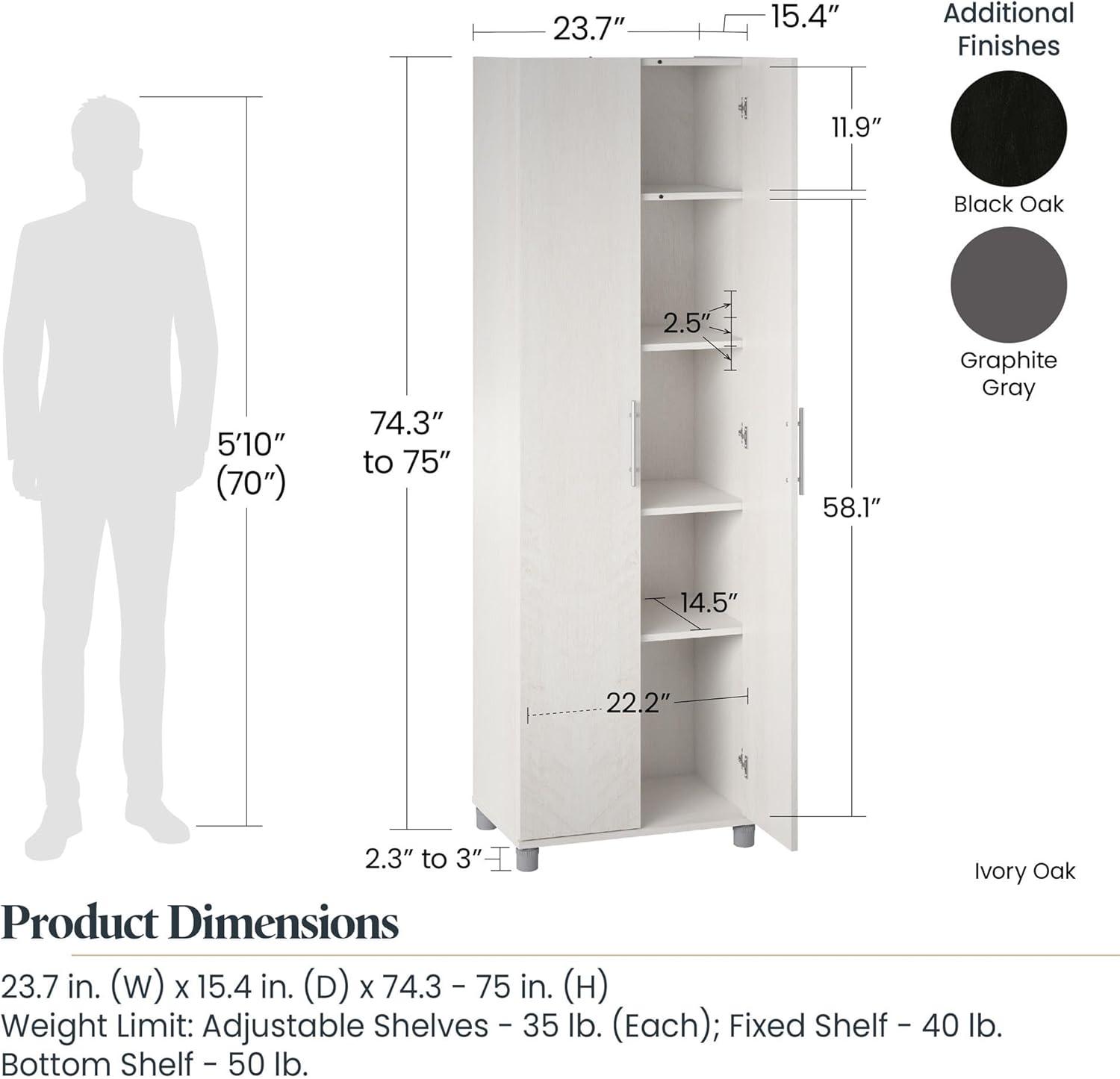 Camberly 24" Utility Storage Cabinet, Black Oak