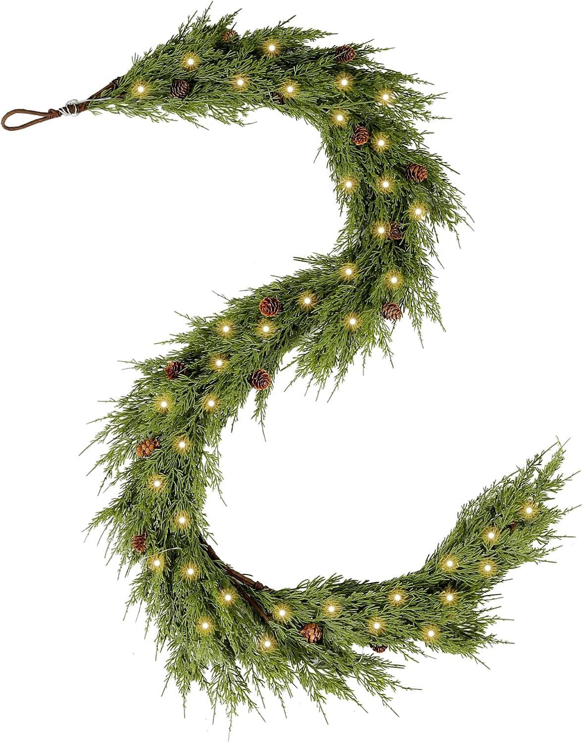 Real Touch Norfolk Pine Christmas Garland, Winter Greenery Garland for Christmas, Holiday Seasonal Outdoor/Indoor Home Decor, 6 FT Long 6 FT