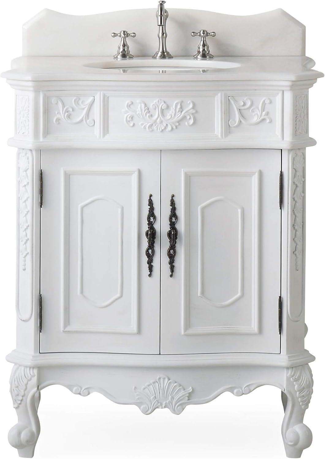 30.75'' Antique White Marble Top Bathroom Vanity