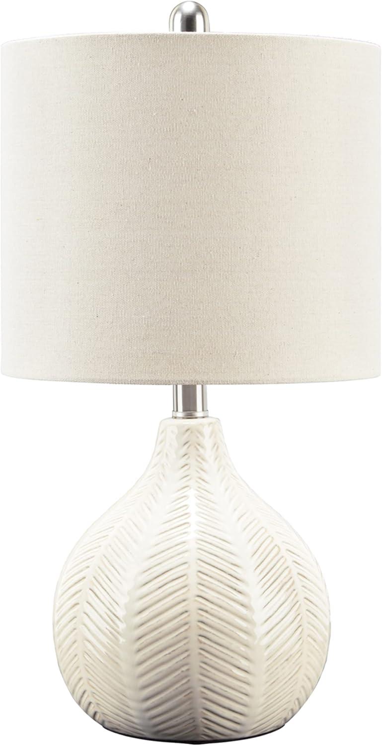 Rainermen Off-White Herringbone Ceramic Table Lamp