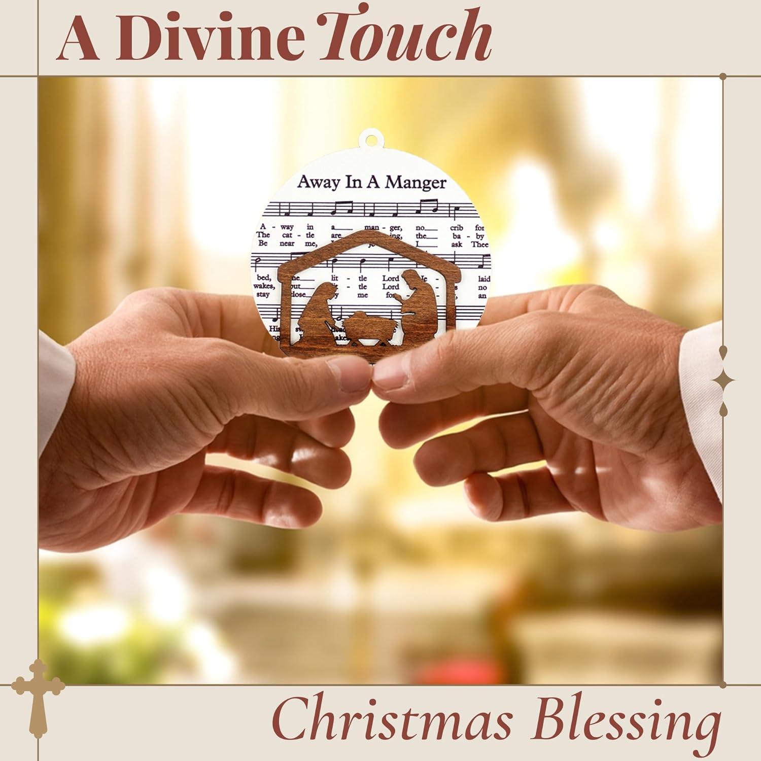 5 Pcs Wooden The Nativity Story Ornaments Set, Christian Religious Gifts for Women, Kids, Valentines Day Gifts for Mom, Merry Christmas