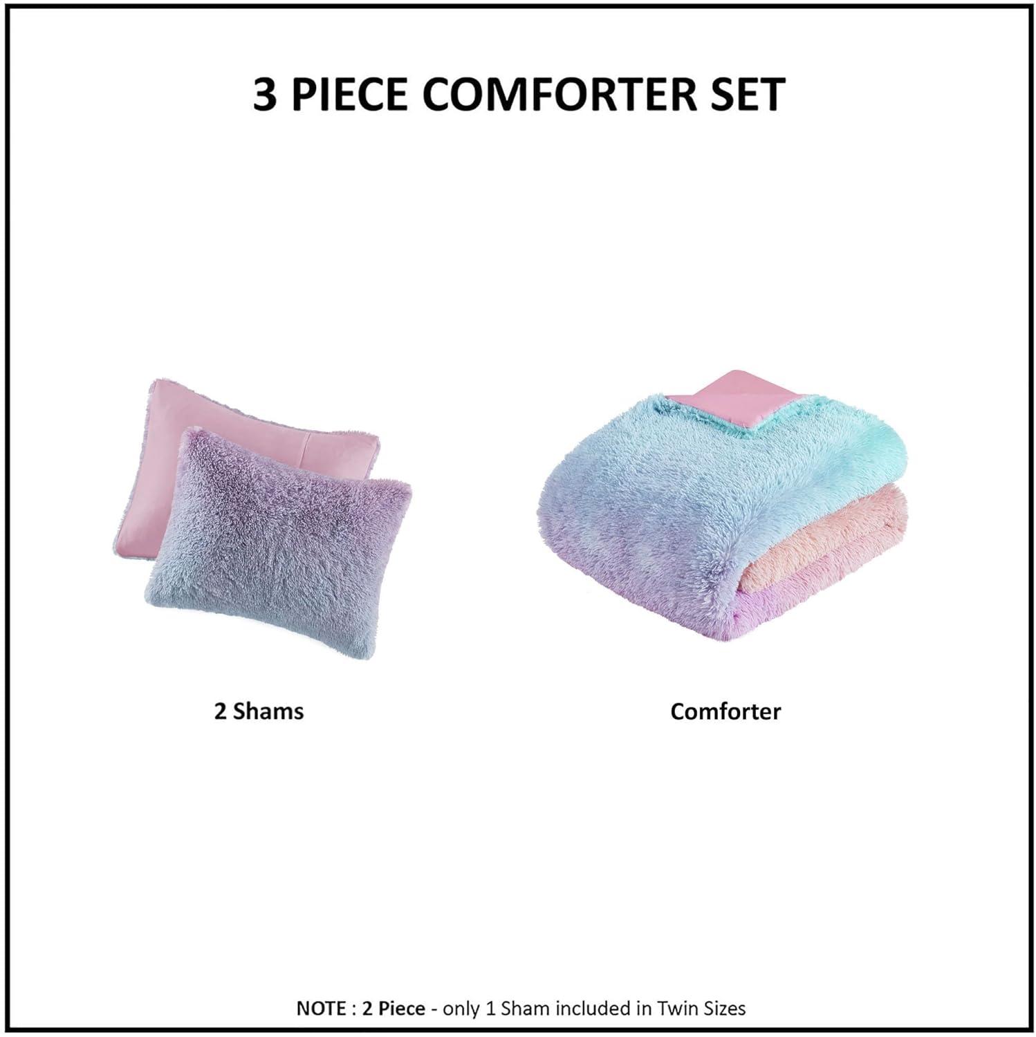 Intelligent Design Pastel Ombre Shaggy Faux Fur Comforter Set