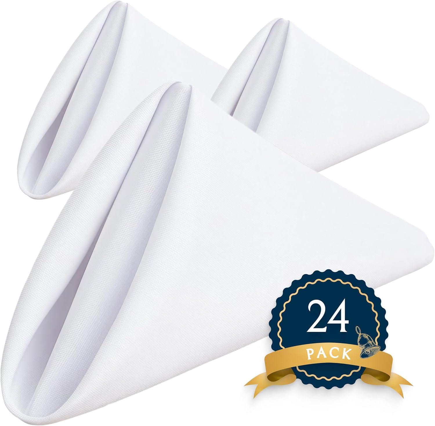 Wealuxe White Restaurant Cloth Napkins 17 x 17 inch, 24 Pack