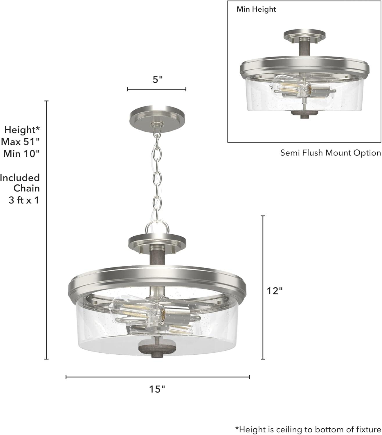 Hunter Fan River Mill 2 Light 15" Semi Flush Mount