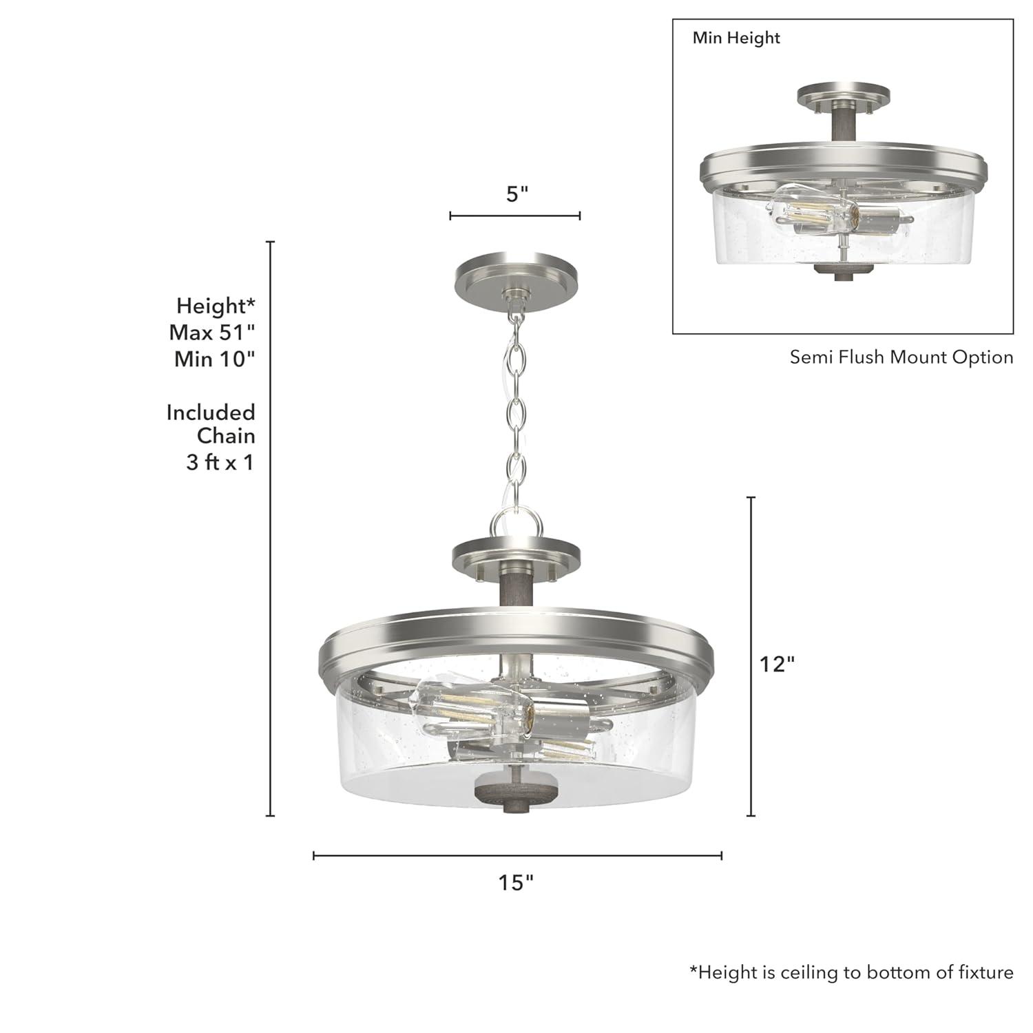 Hunter Fan River Mill 2 Light 15" Semi Flush Mount