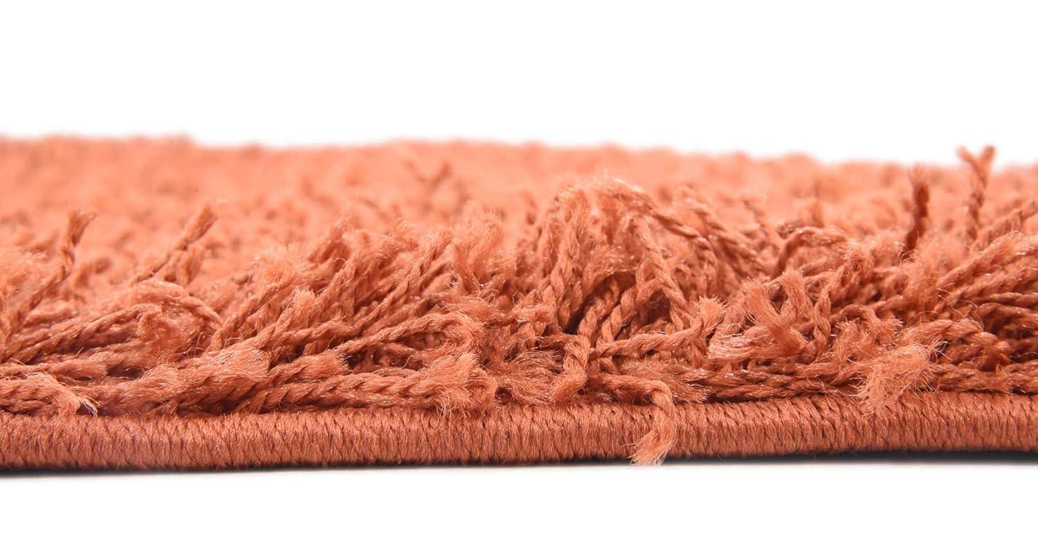 Unique Loom 8' 0 x 8' 0 Square Solid Shag Terracotta Area Rug