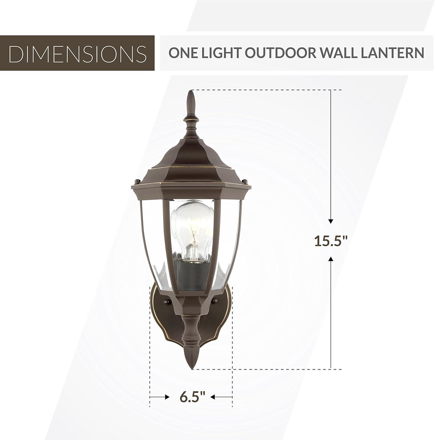 Antique Bronze Bakersville 1-Light Outdoor Wall Lantern with Clear Beveled Glass