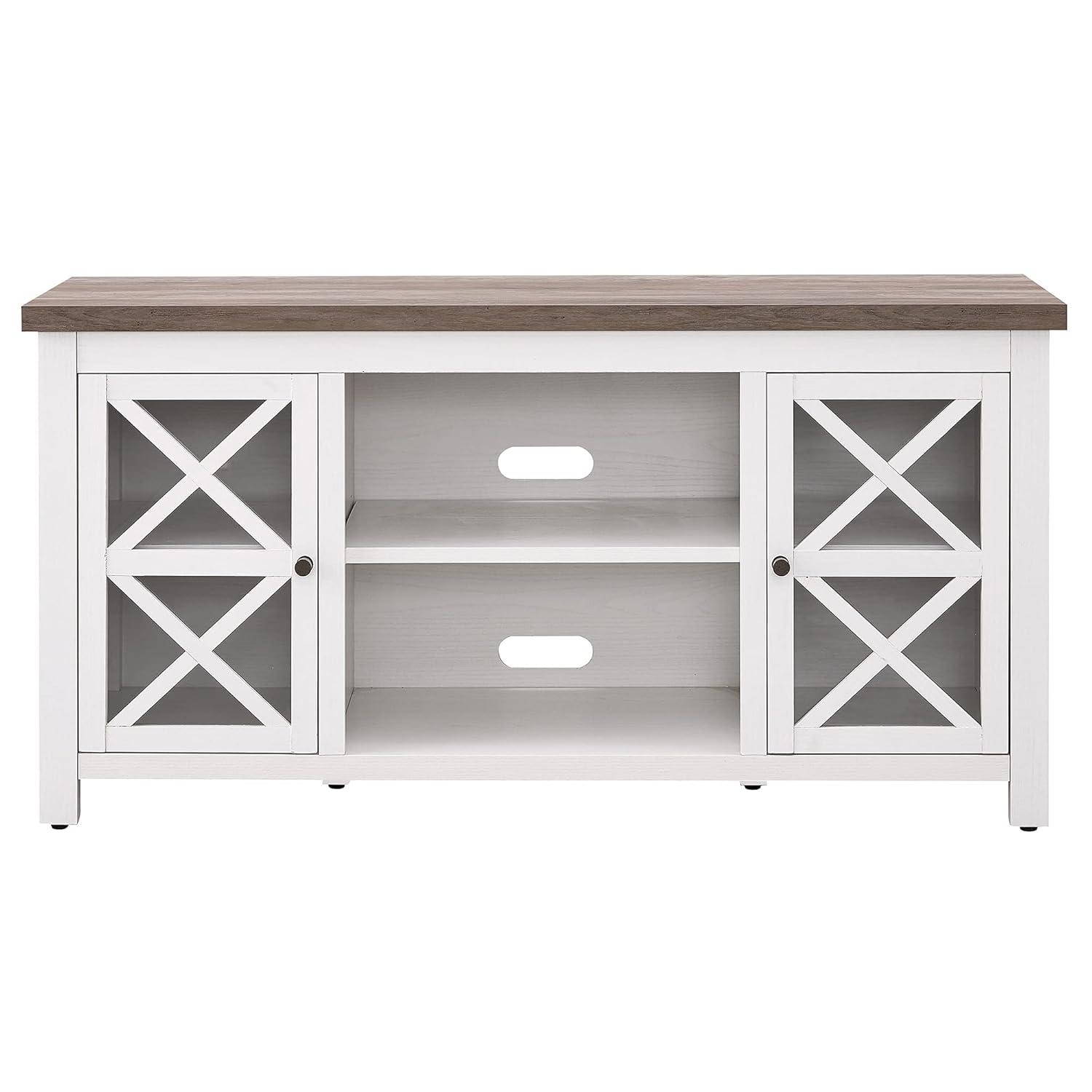 Evelyn&Zoe Colton Rectangular TV Stand for TV's up to 55", White/Gray Oak
