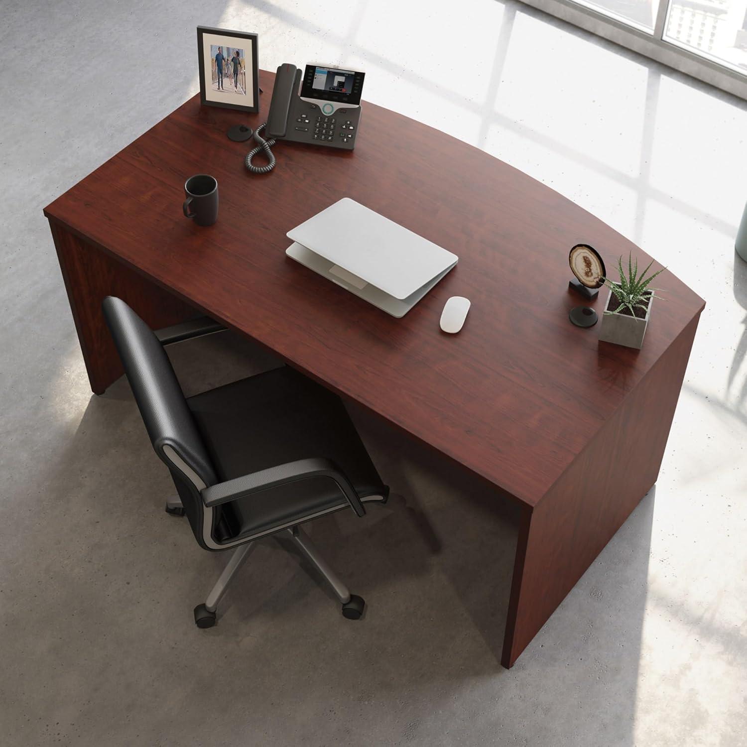 Sauder Affirm Engineered Wood Bowfront Executive Desk in Classic Cherry