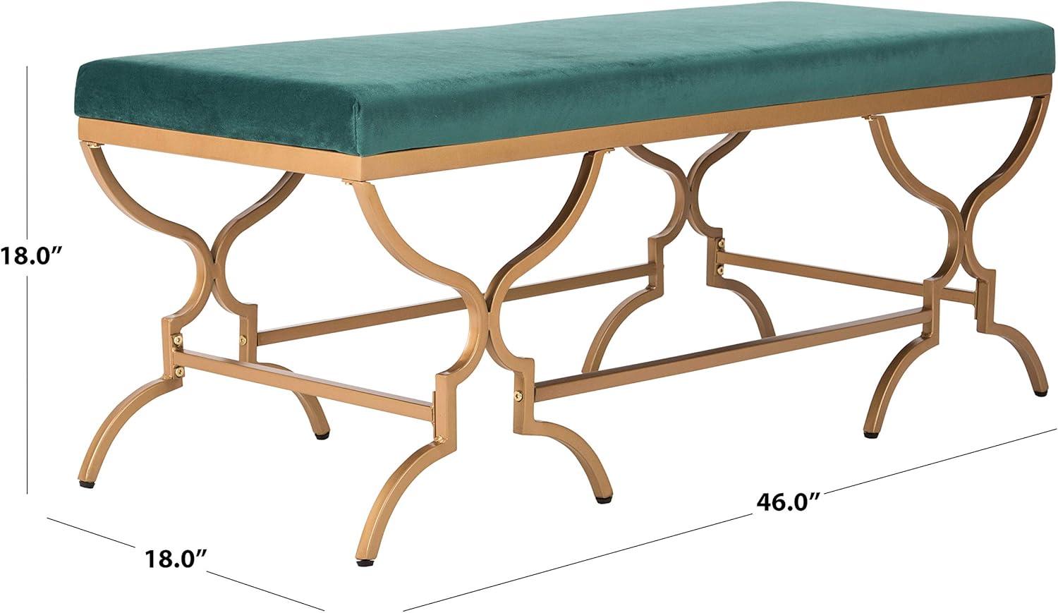 Emerald Velvet & Liquid Gold 46" Transitional Rectangular Bench