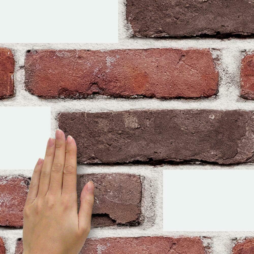 Brick Peel and Stick Giant Wall Decal Red - RoomMates: Vinyl Self-Adhesive Modern Decor, 24pc