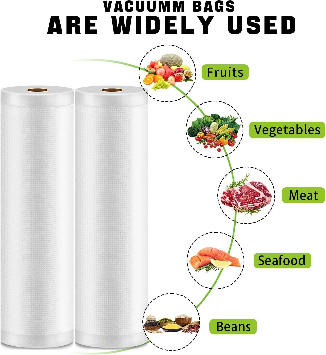 Syntus Vacuum Sealer Bags, 2 Rolls 8" x 50' Commercial Grade Bag Rolls, BPA Free Food Vac Bags for Storage, Meal Prep or Sous Vide