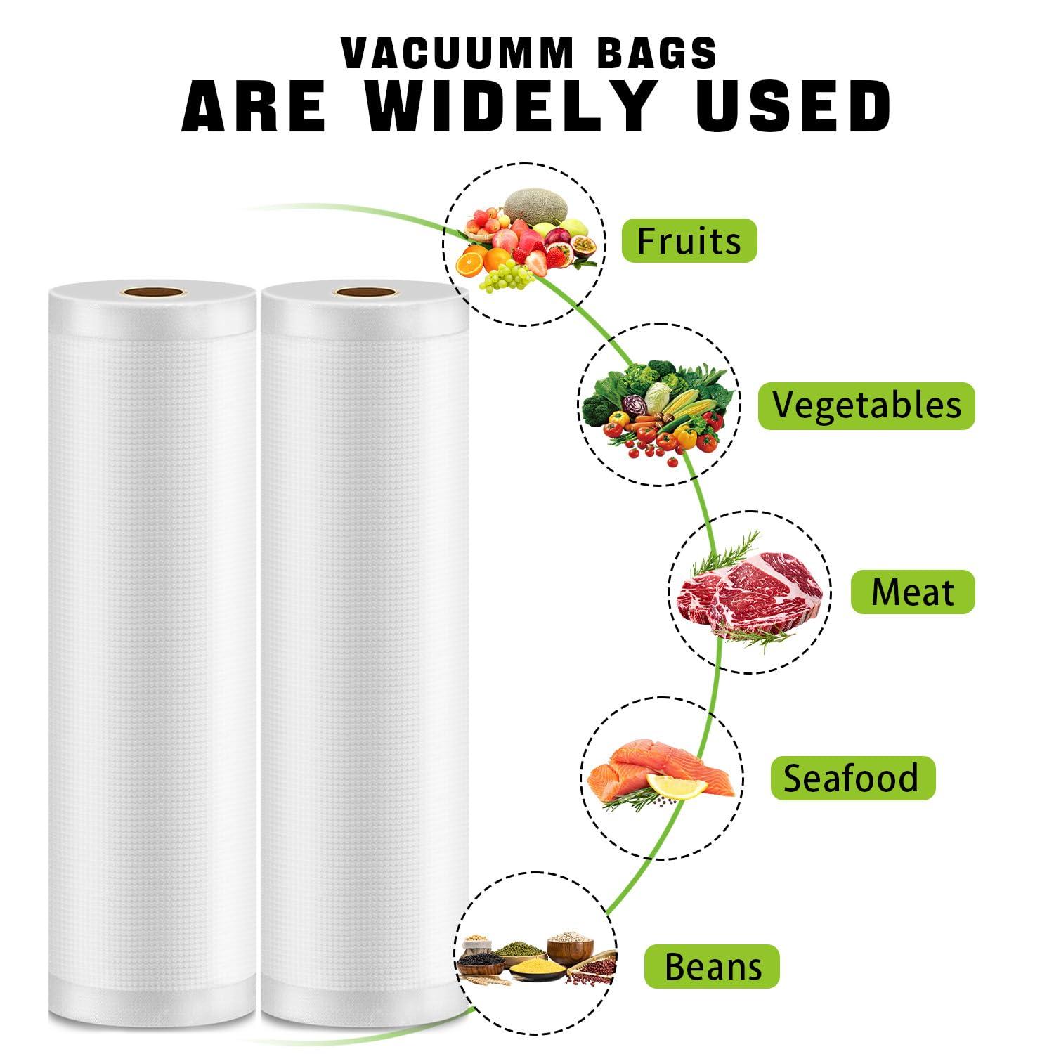 Syntus Vacuum Sealer Bags, 2 Rolls 8" x 50' Commercial Grade Bag Rolls, BPA Free Food Vac Bags for Storage, Meal Prep or Sous Vide