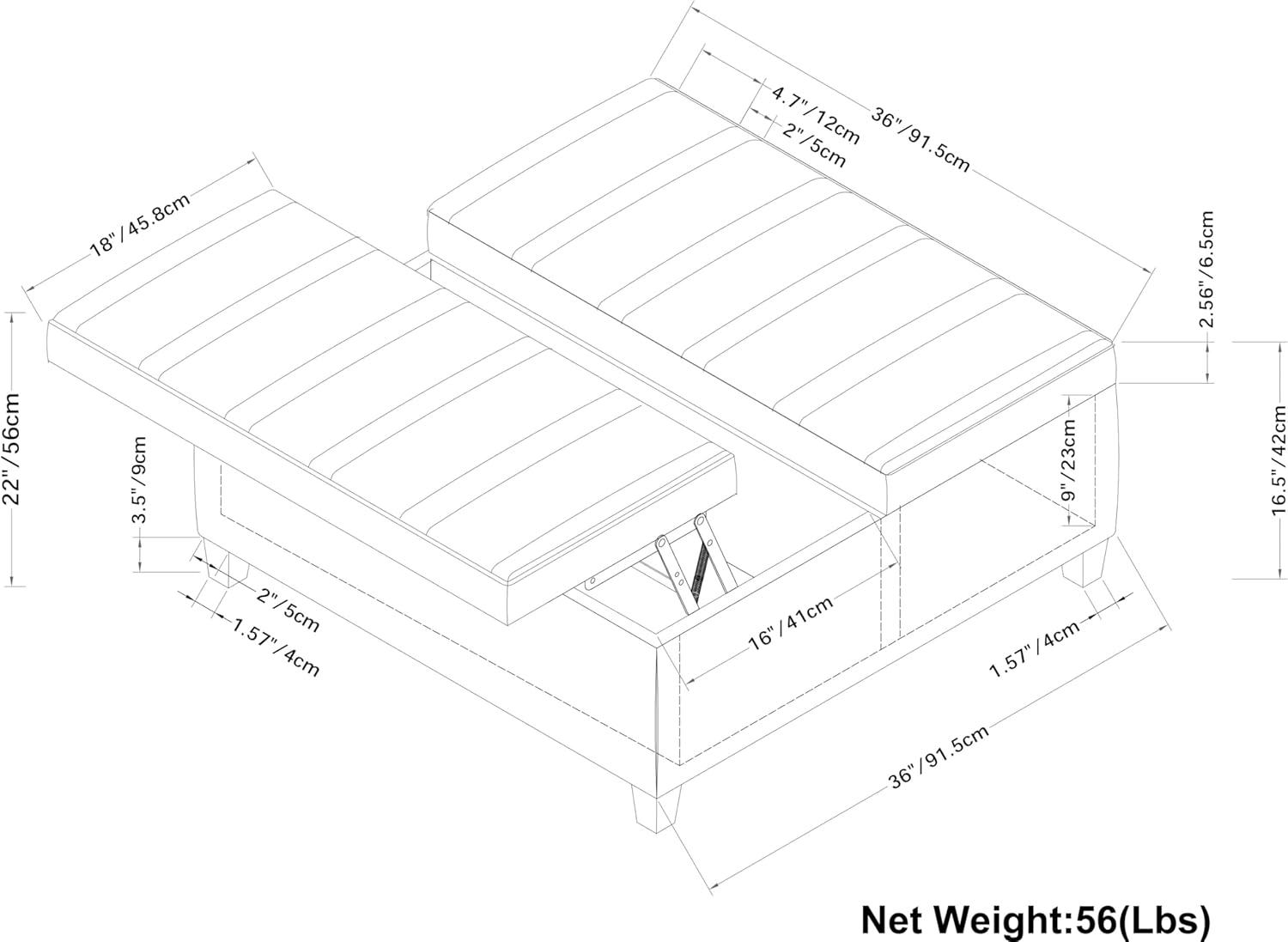 Simpli Home Ellis Coffee Table Storage Ottoman
