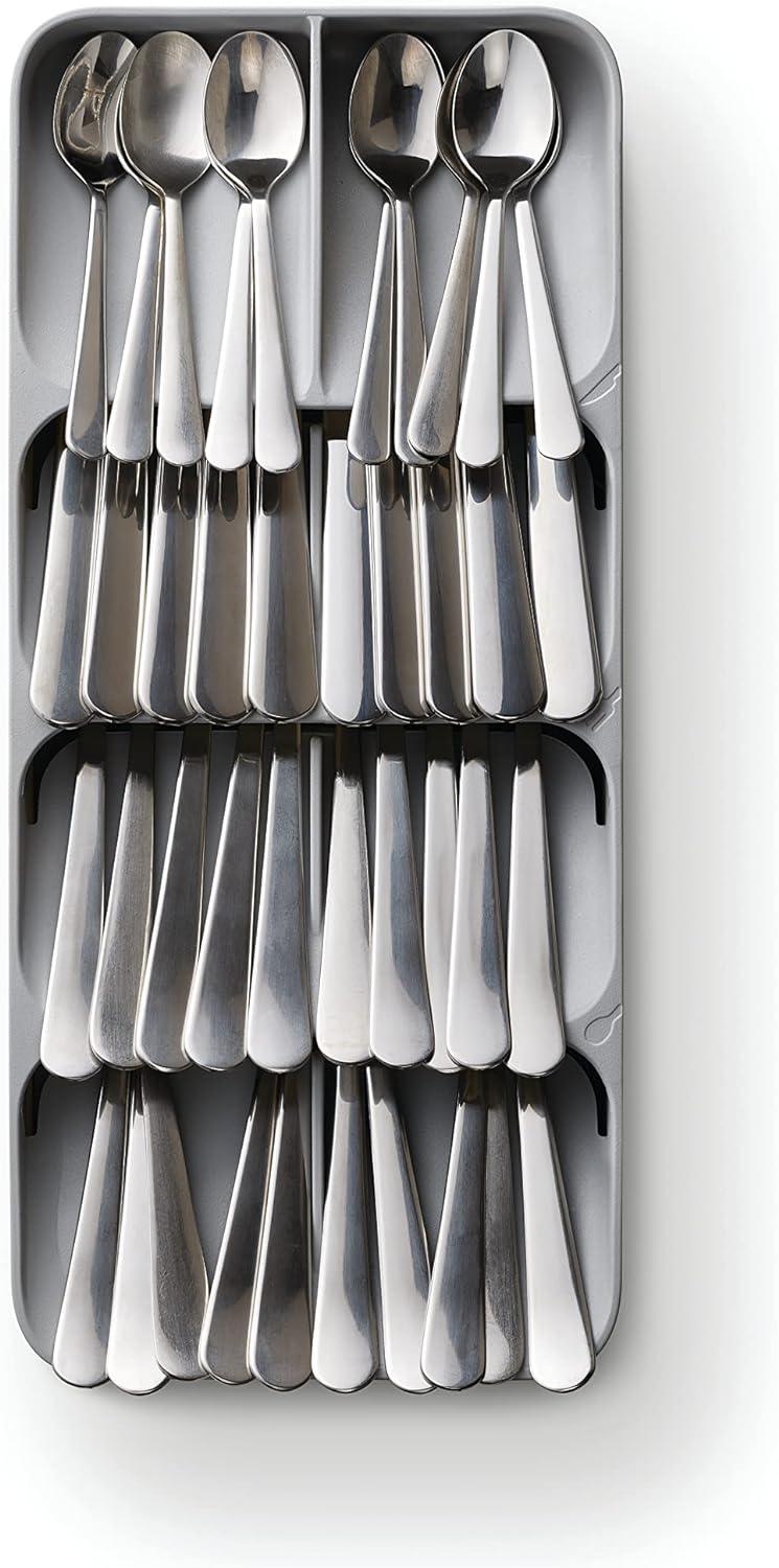 Gray Adjustable Plastic Compact Cutlery Organizer