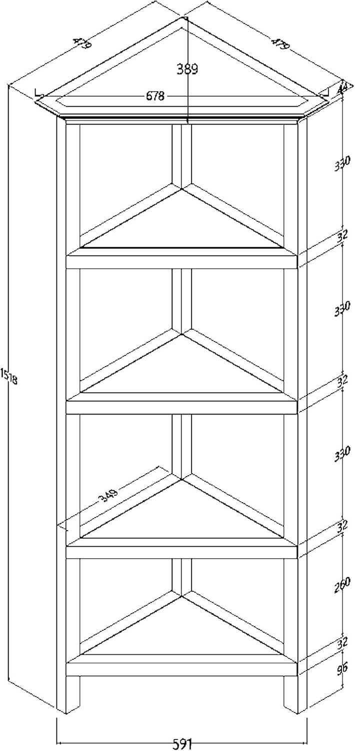 NewRidge 4-Tier Corner Wooden Bookcase Walnut
