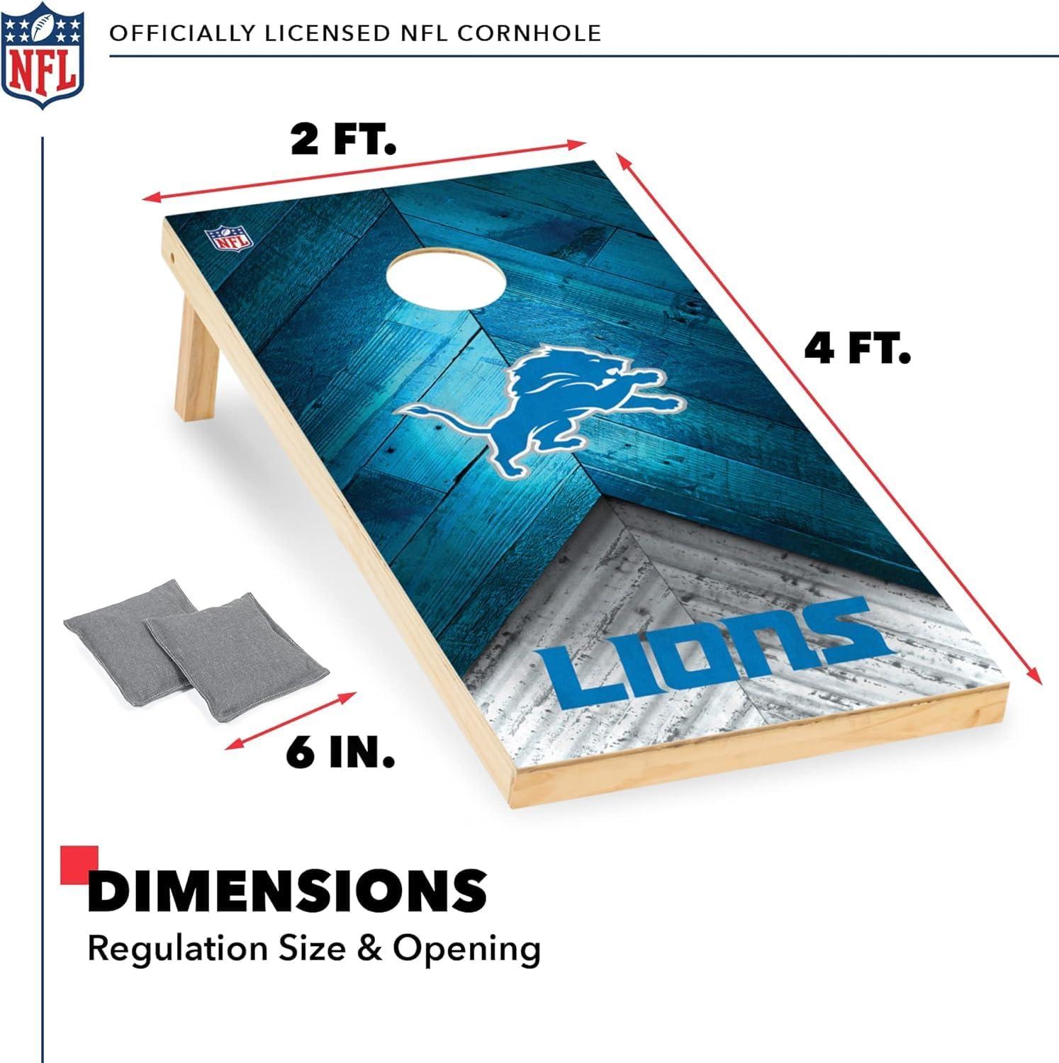 NFL Detroit Lions 2'x4' Wood Cornhole Set