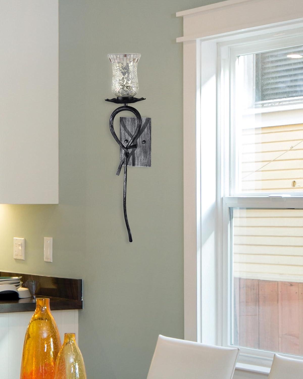 Dale Tiffany Hunters LED Mosaic Art Glass Creek Wall Sconce - Silver and Black