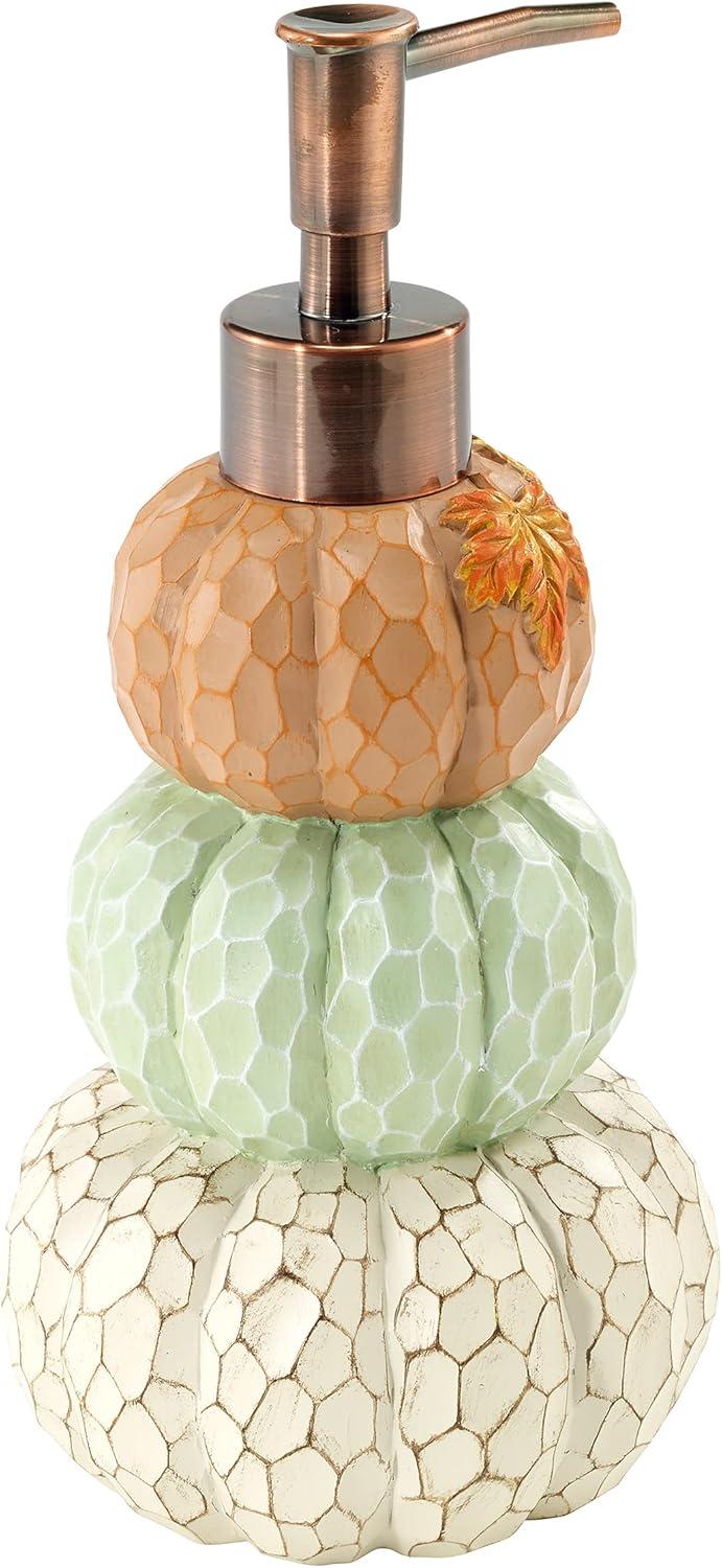 Ivory, Green, and Orange Pumpkin Resin Soap Dispenser