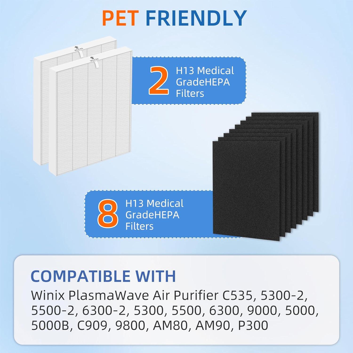 White and Black HEPA Activated Carbon Air Purifier Filters