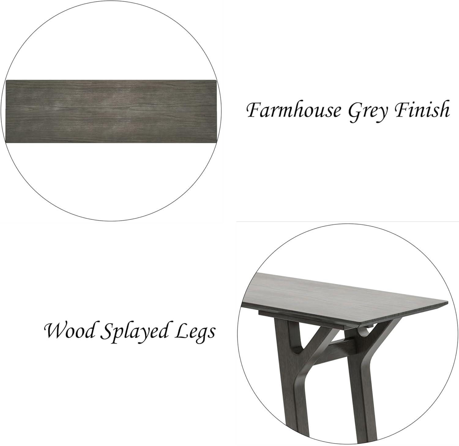 Gray Wood Console Table with Y-Shaped Splayed Legs, 59 Inch