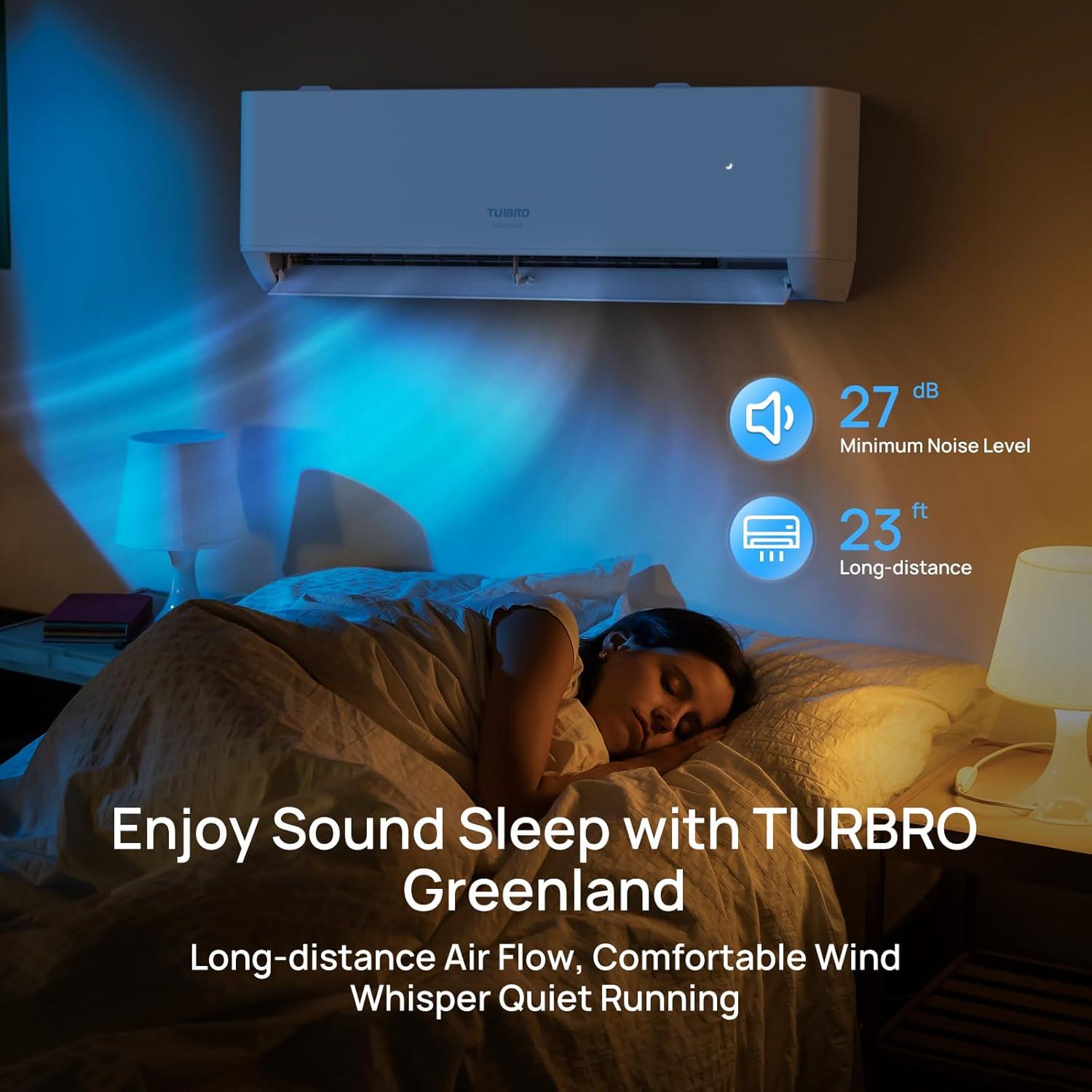 TURBRO 9,000 BTU White Ductless Mini Split Inverter AC with Heat Pump