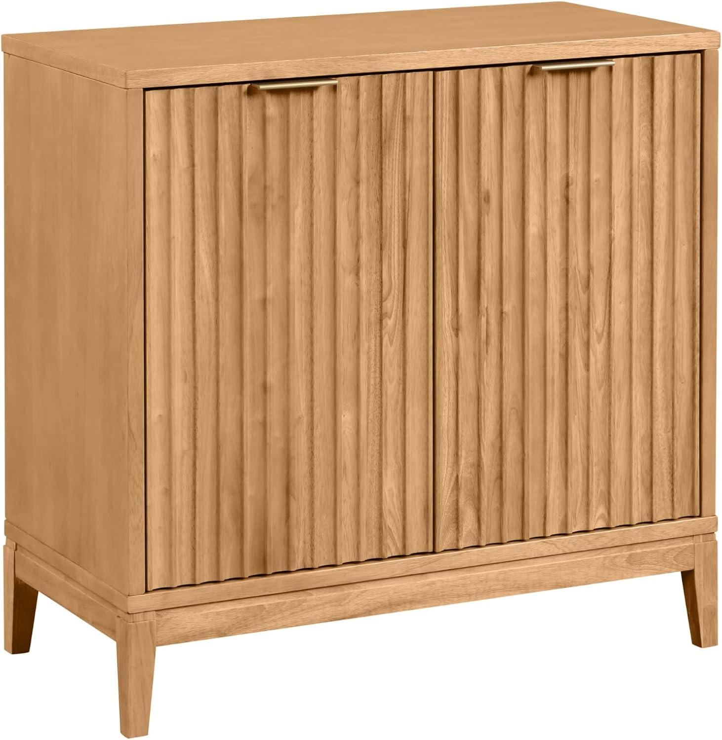 Black Oak-Gold Fluted Wood Sideboard with Storage