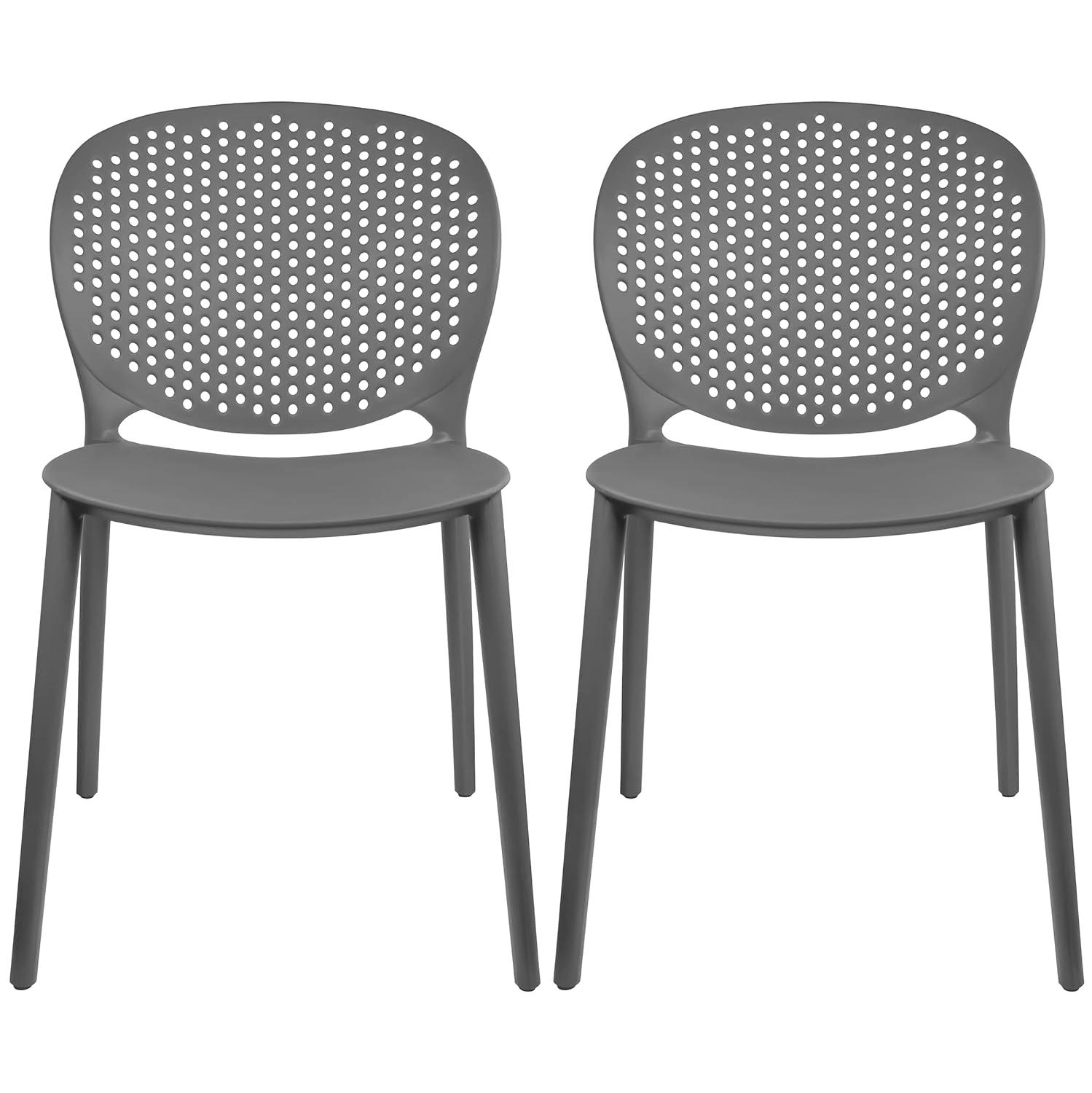 2xHome Outdoor Stacking Dining Side Chair (Set of 2)
