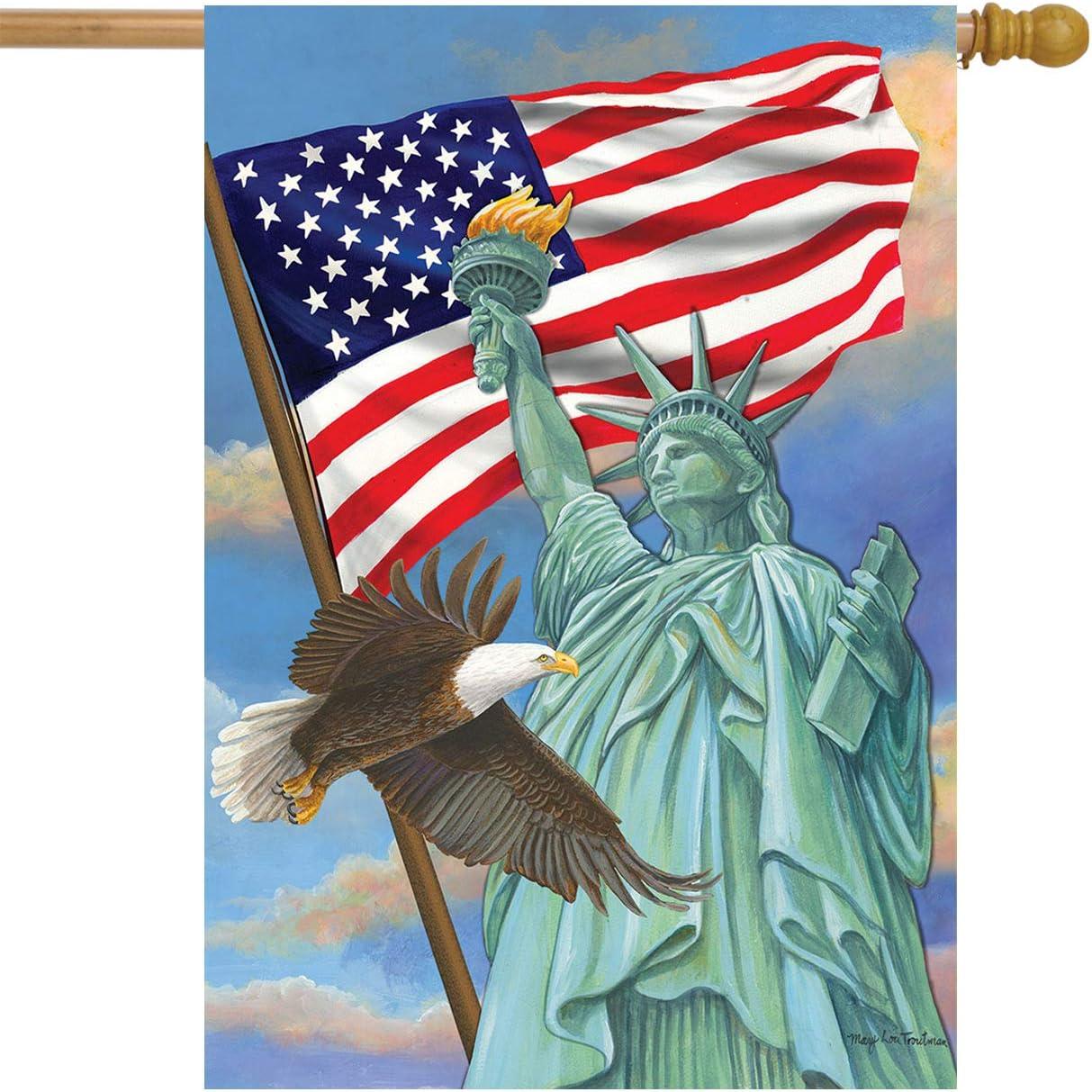 Briarwood Lane Symbols of Freedom Patriotic House Flag Statue of Liberty Eagle 28" x 40"