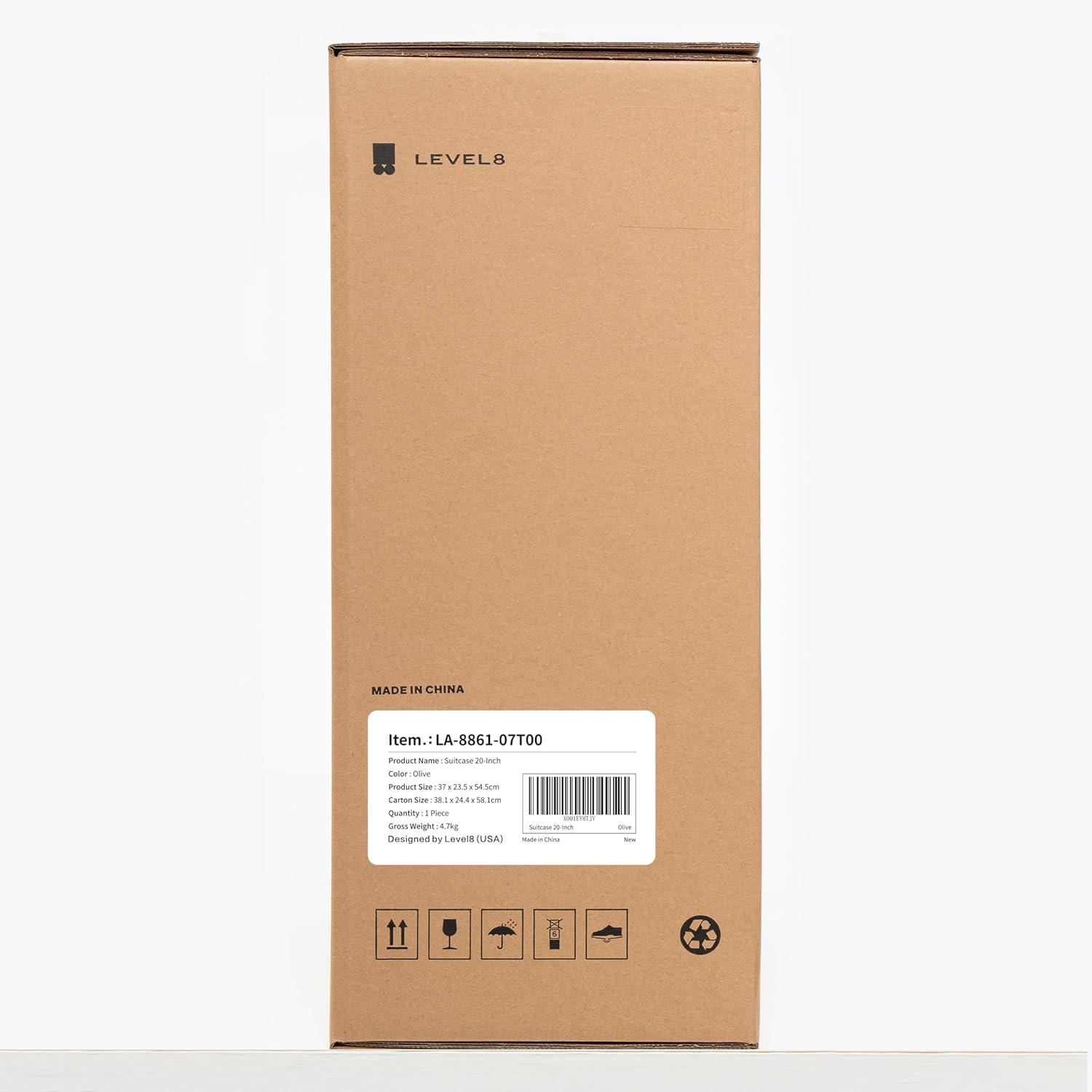 LEVEL8 Carry on Luggage Airline Approved with Spinner Wheels, Lightweight Luminous Textured Travel Bags for Women Men, Tsa Lock Cabin Suitcase, 20 Inch, Pickle Green