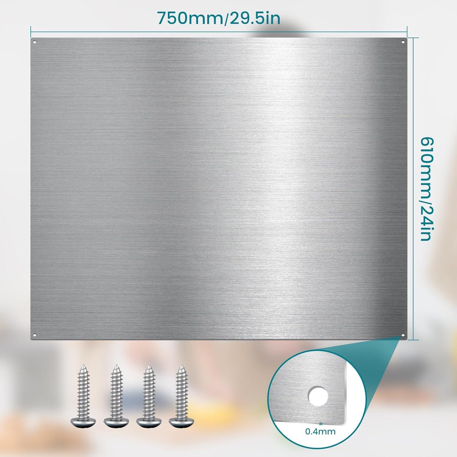 30" x 24" Stainless Steel Kitchen Backsplash Panel